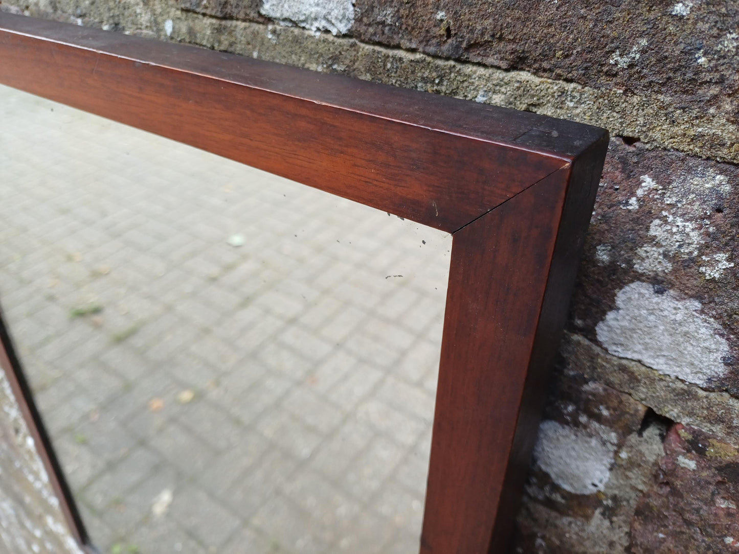 Vintage Antique Mahogany Rectangular Wall Mirror Ideal Bathroom, Hallway etc, Good Condition Glass