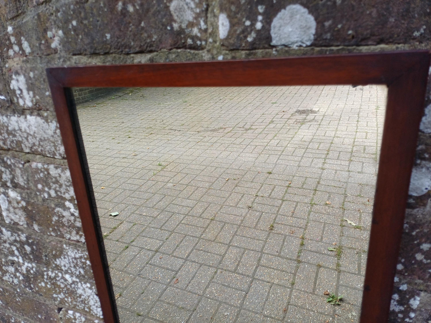 Vintage Antique Mahogany Rectangular Wall Mirror Ideal Bathroom, Hallway etc, Good Condition Glass