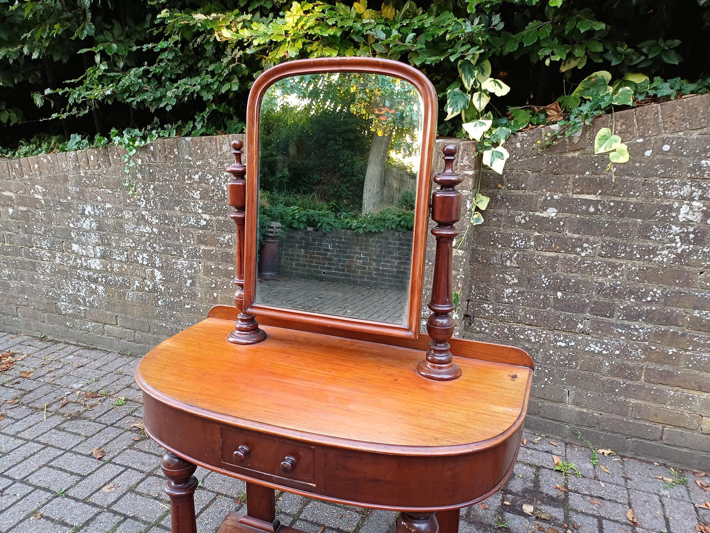 Antique Victorian Mahogany Duchess 19th Century Dressing Table with Drawer & Swivel Mirror Vintage Carved Turned Supports FREE HAND Delivery