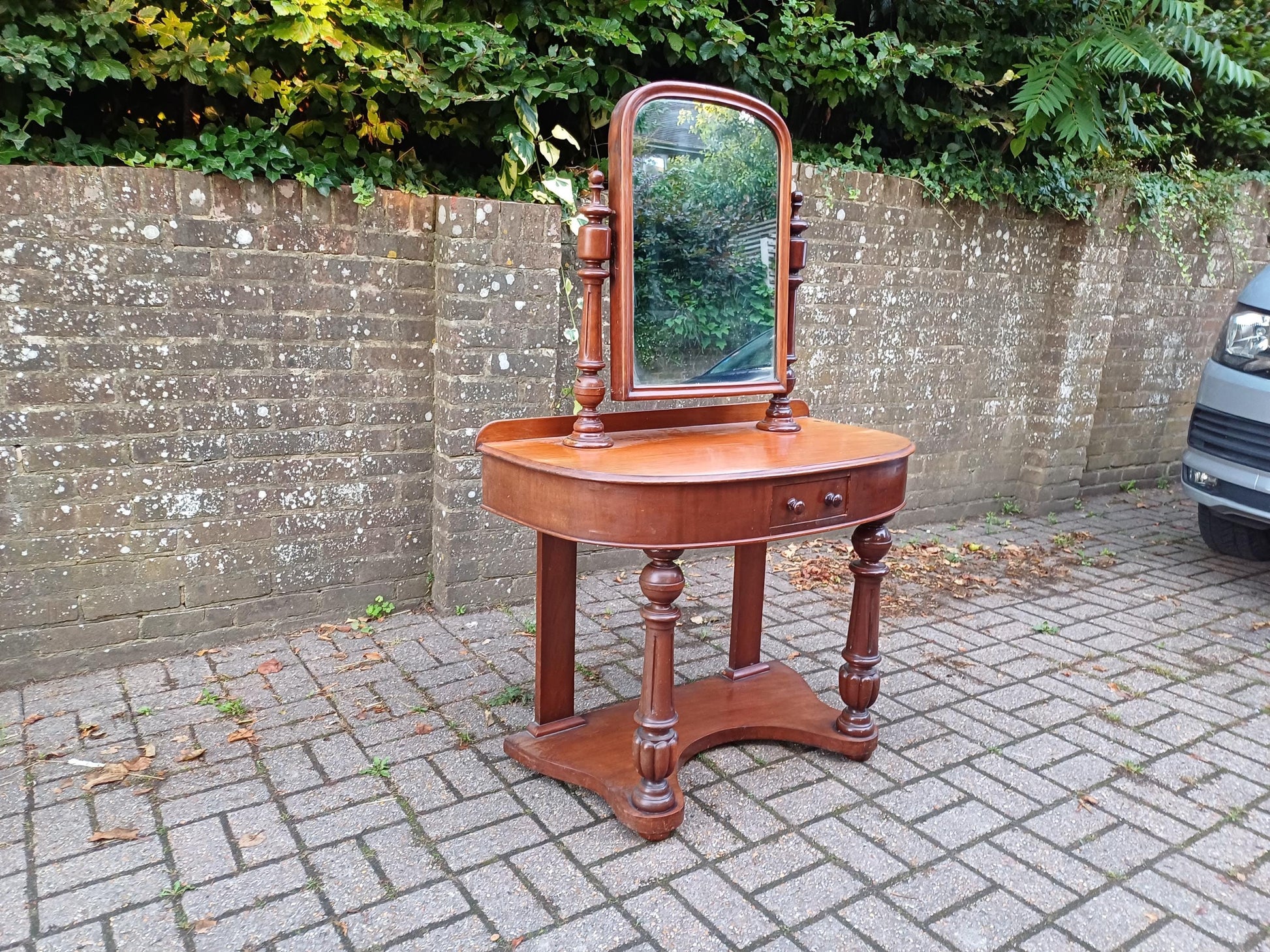 Antique Victorian Mahogany Duchess 19th Century Dressing Table with Drawer & Swivel Mirror Vintage Carved Turned Supports FREE HAND Delivery