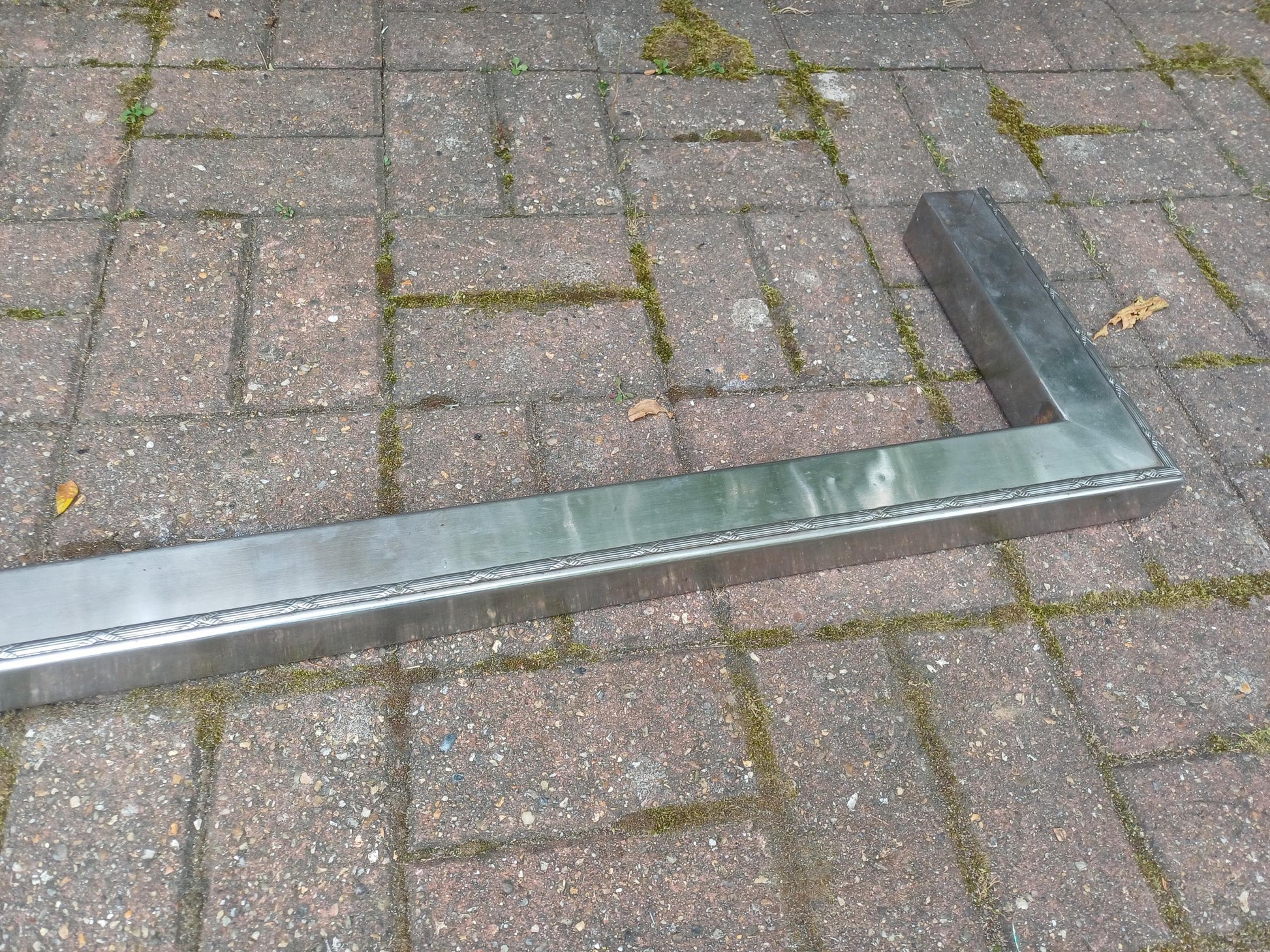 Large Vintage Polished Chrome Art Deco Fireplace Fender with Etched Detailing Traditional Hearth Guard Fire Surround