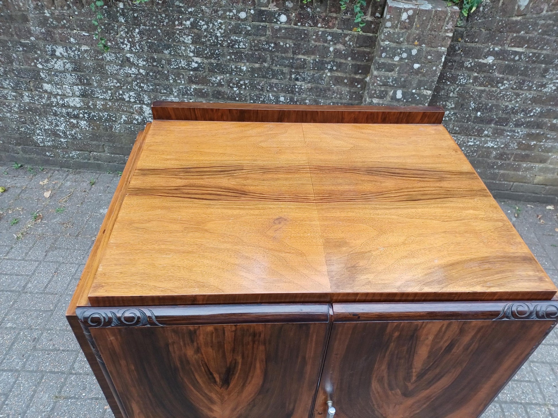 Art Deco 1930s Walnut Veneer Tallboy Retro Vintage Bedroom Cabinet Chest of Drawers Clothes Cupboard Chrome Handles FREE HAND Delivery