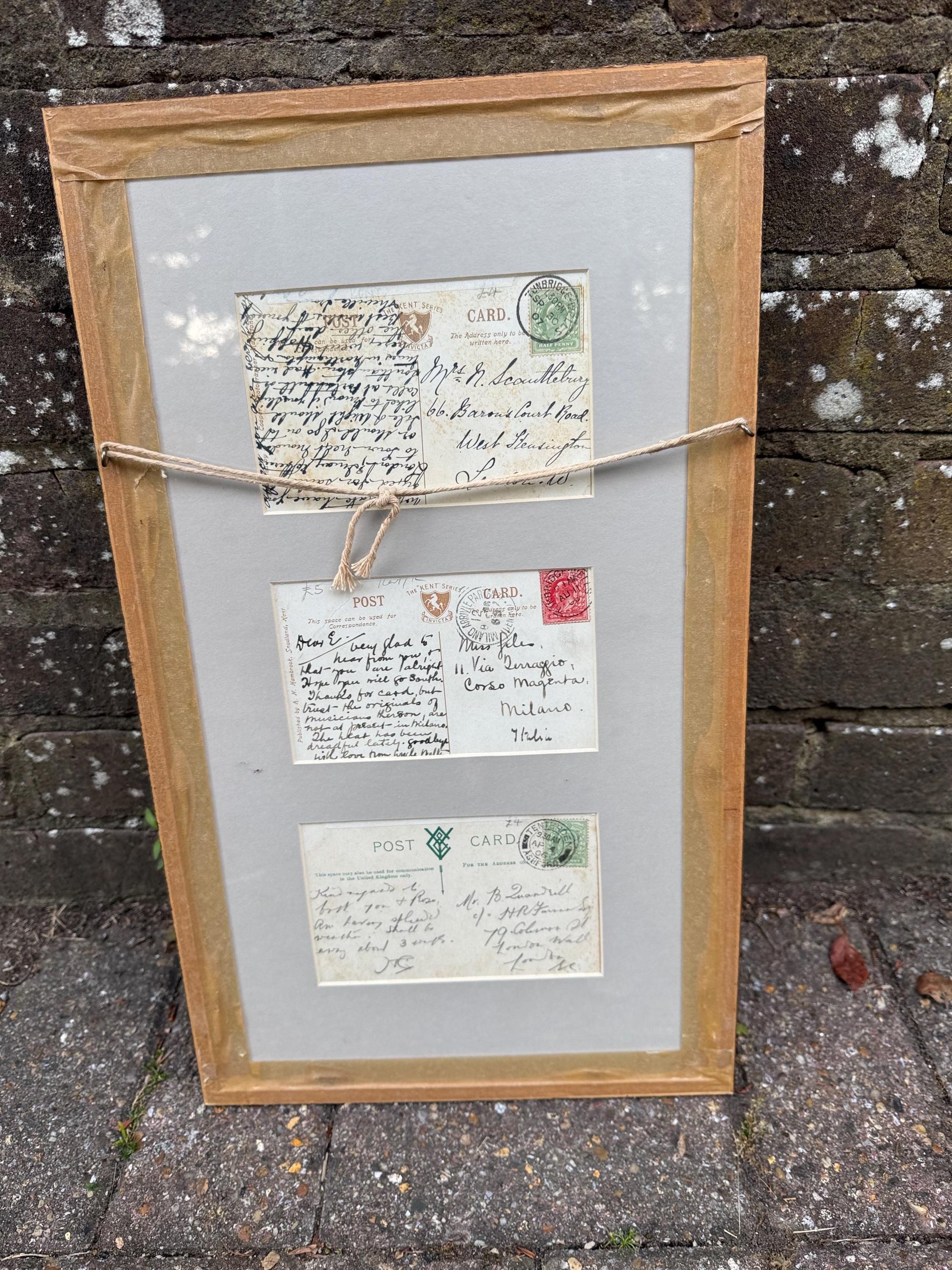 Antique Edwardian Hop Picking - Kent Series - Invicta - hand tinted postcards with original stamps, Kent memorabilia, incl Italian address