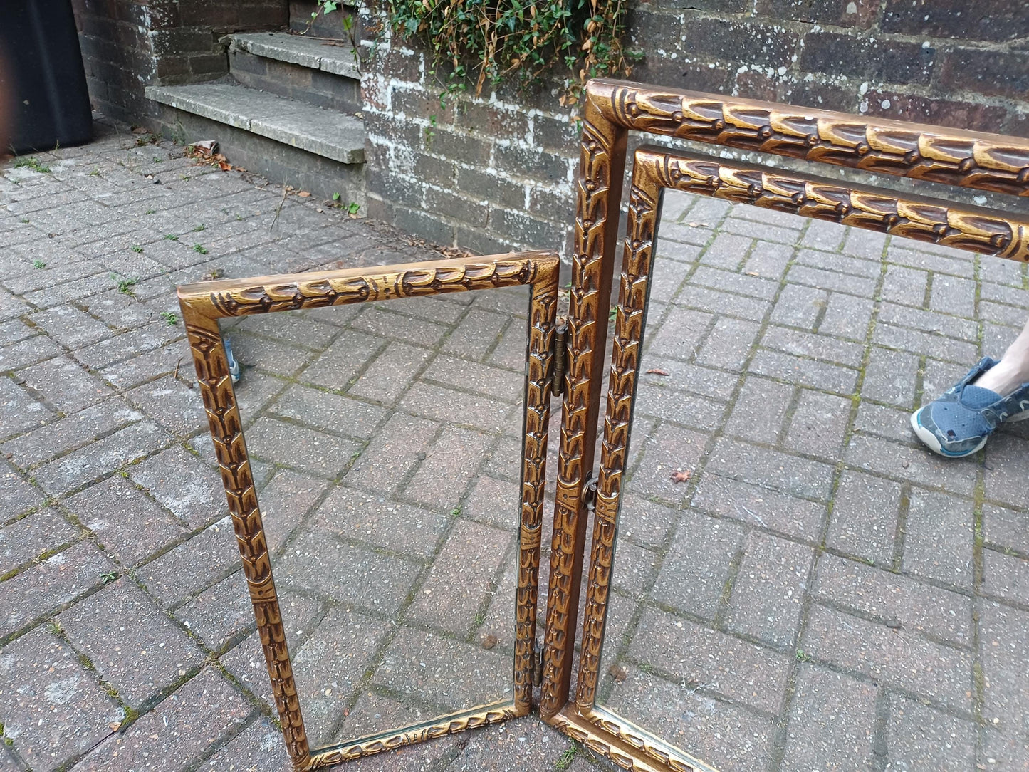 Absolutely Massive High End Vintage Late Victorian Gold Gilt Triple Folding Vanity Dressing Table Mirror Ornate Frame FREE HAND Delivery