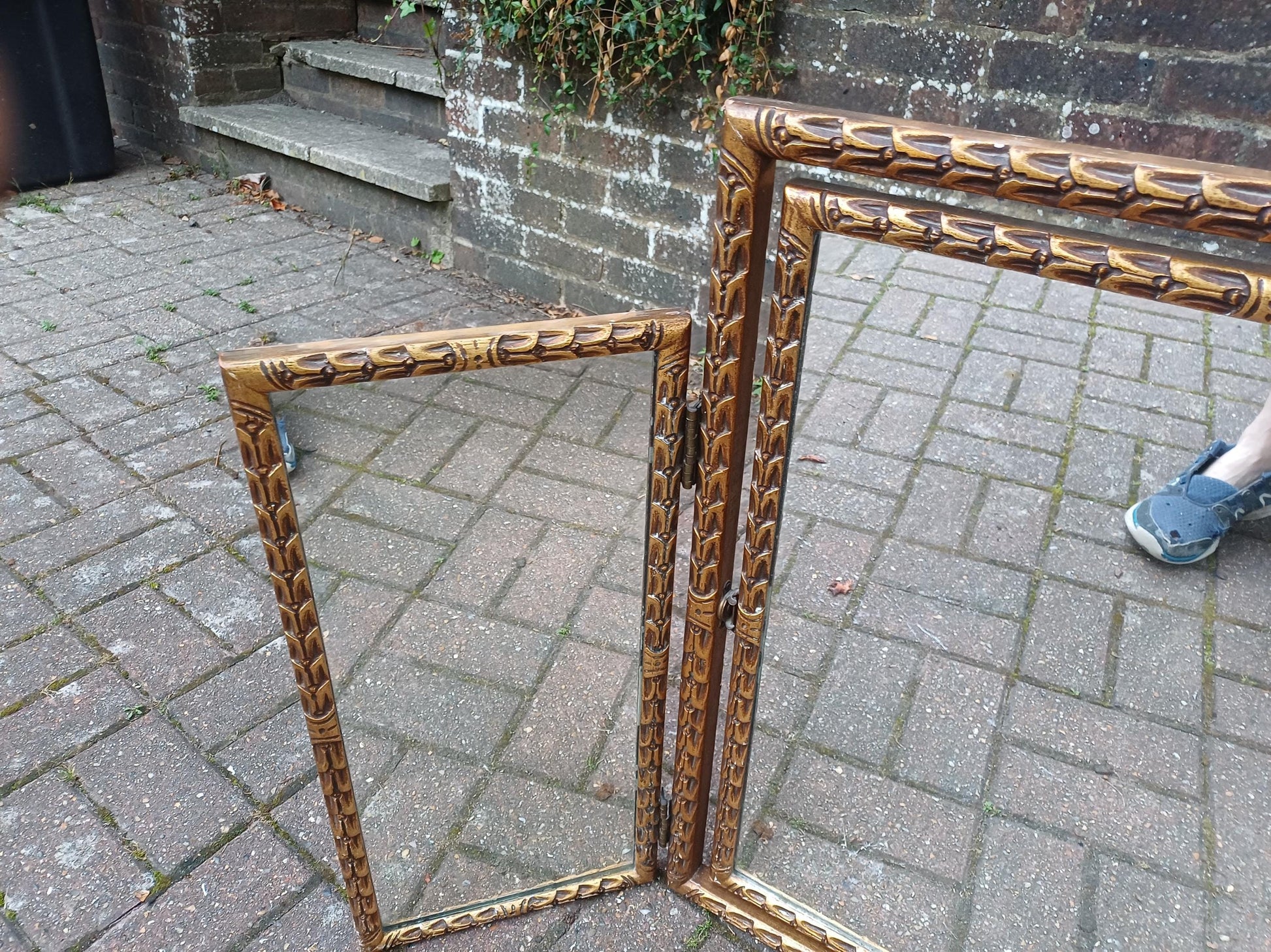 Absolutely Massive High End Vintage Late Victorian Gold Gilt Triple Folding Vanity Dressing Table Mirror Ornate Frame FREE HAND Delivery