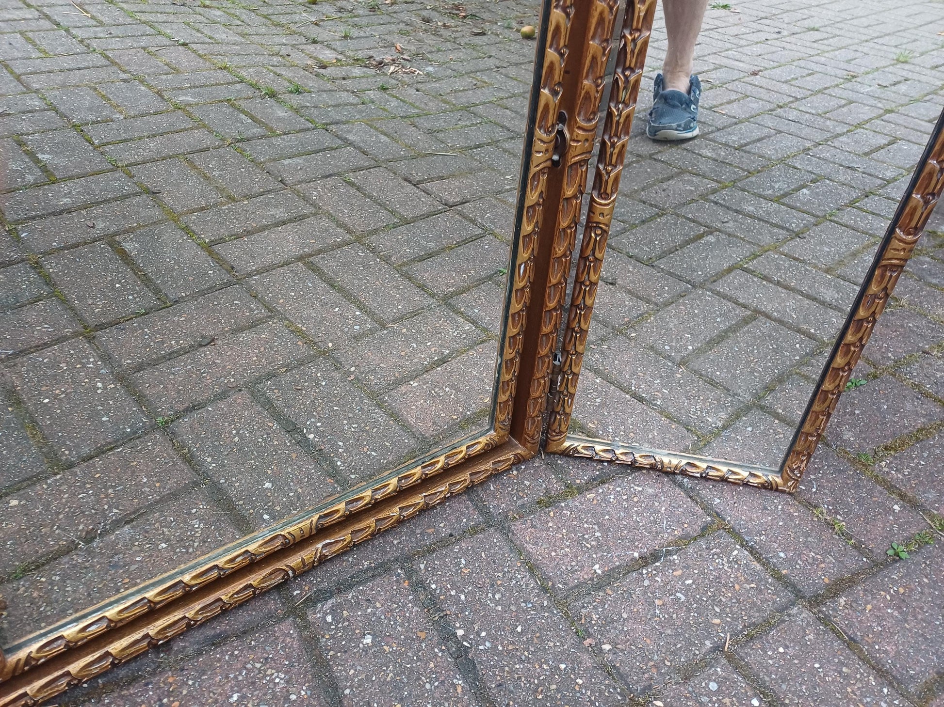 Absolutely Massive High End Vintage Late Victorian Gold Gilt Triple Folding Vanity Dressing Table Mirror Ornate Frame FREE HAND Delivery