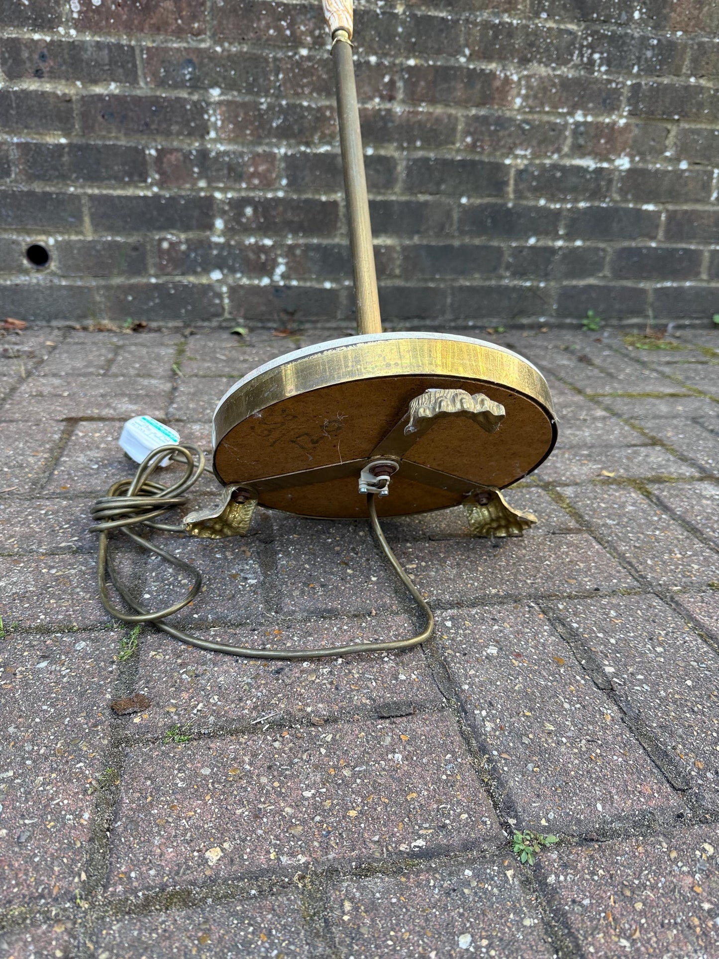 Vintage Onyx & Brass Floor Lamp – Retro 1970s Standard Lamp with Marble Base, working and PAT tested