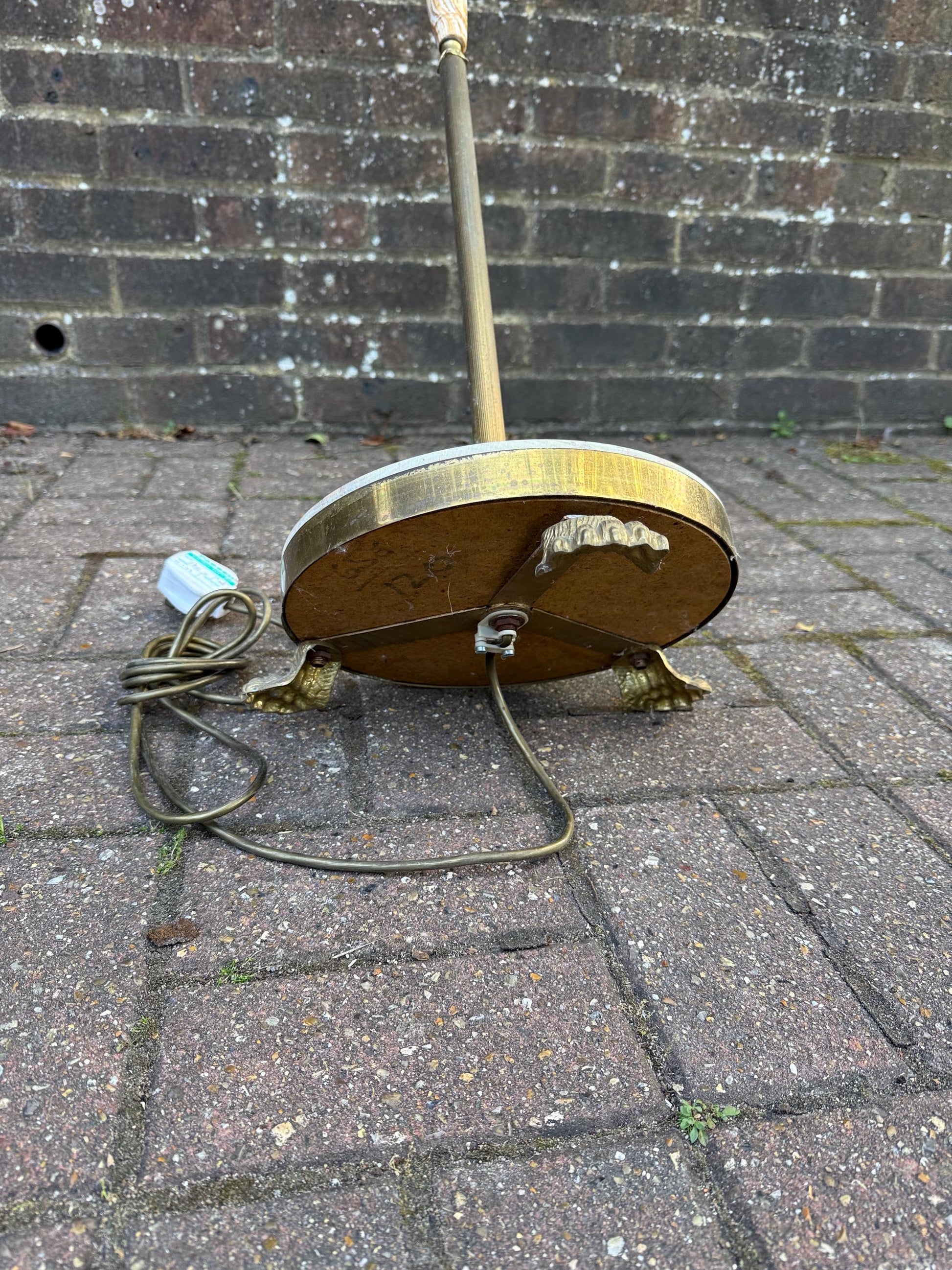 Vintage Onyx & Brass Floor Lamp – Retro 1970s Standard Lamp with Marble Base, working and PAT tested