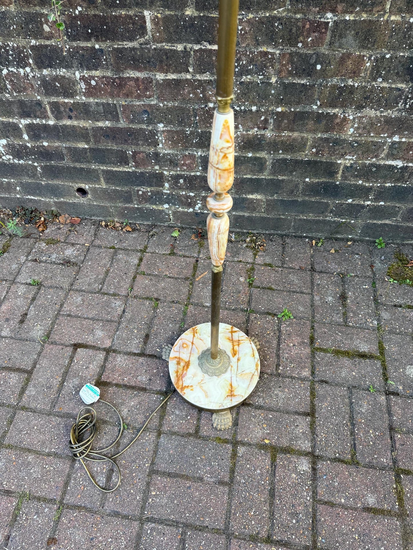 Vintage Onyx & Brass Floor Lamp – Retro 1970s Standard Lamp with Marble Base, working and PAT tested