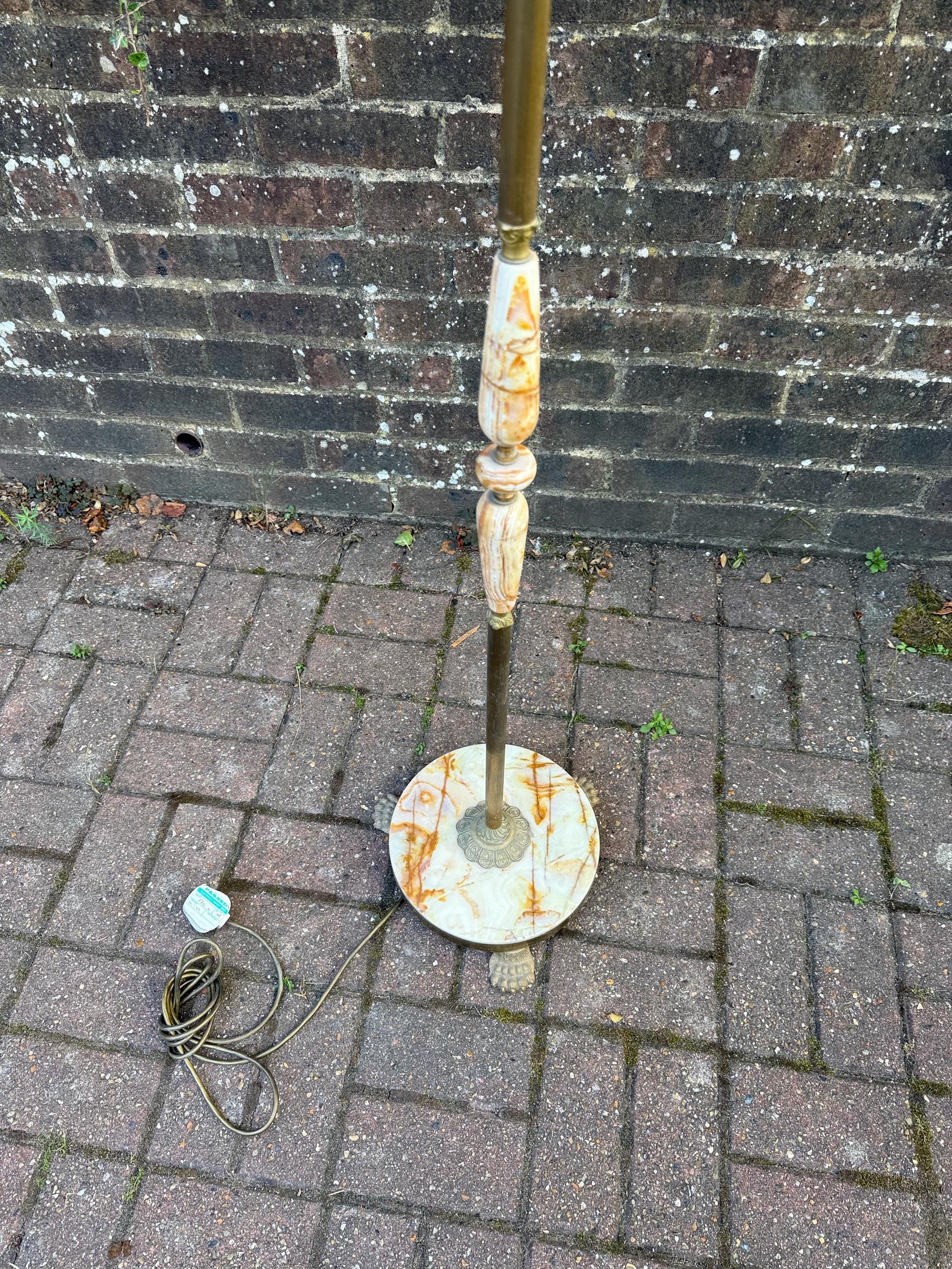 Vintage Onyx & Brass Floor Lamp – Retro 1970s Standard Lamp with Marble Base, working and PAT tested