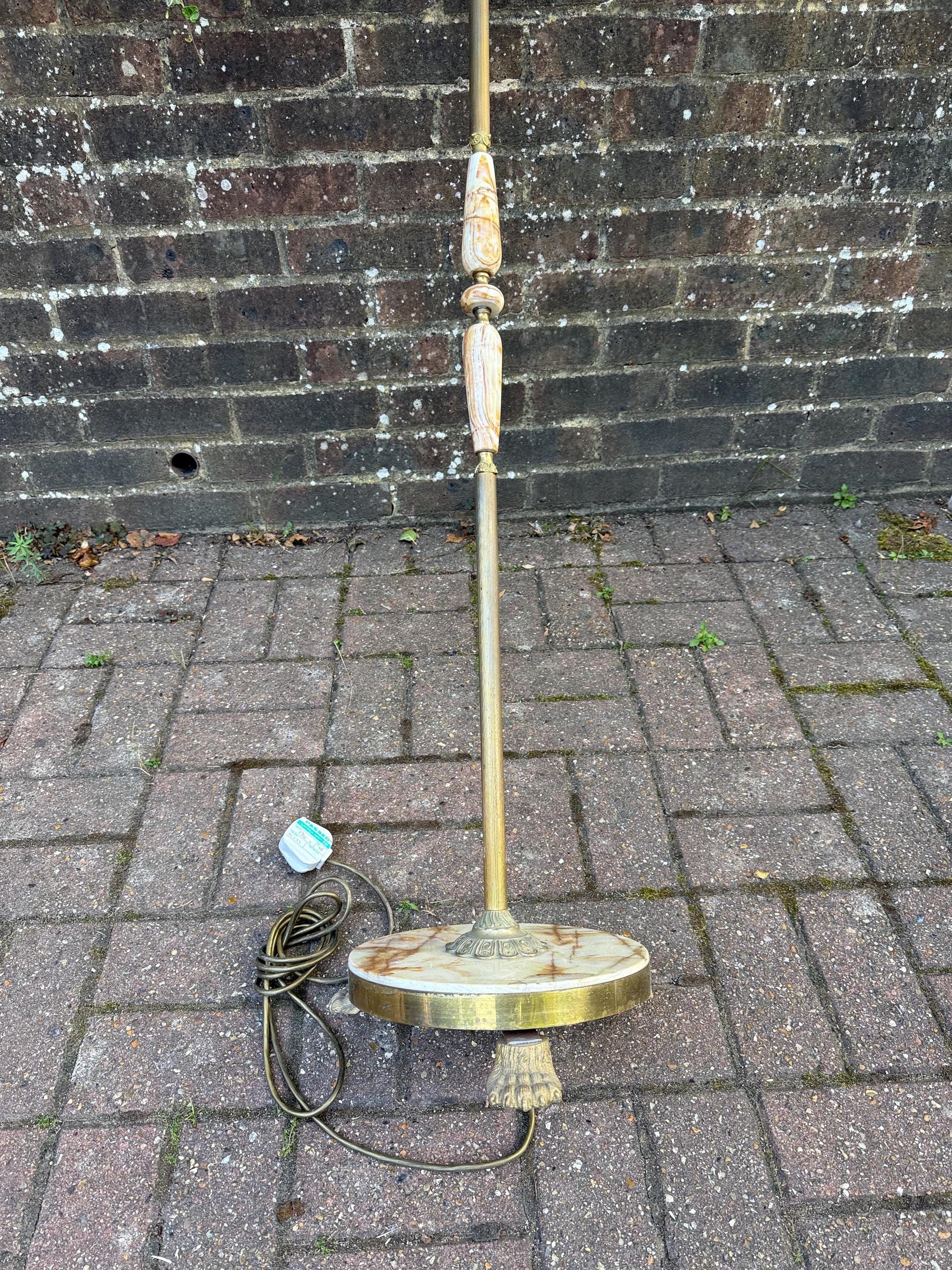 Vintage Onyx & Brass Floor Lamp – Retro 1970s Standard Lamp with Marble Base, working and PAT tested
