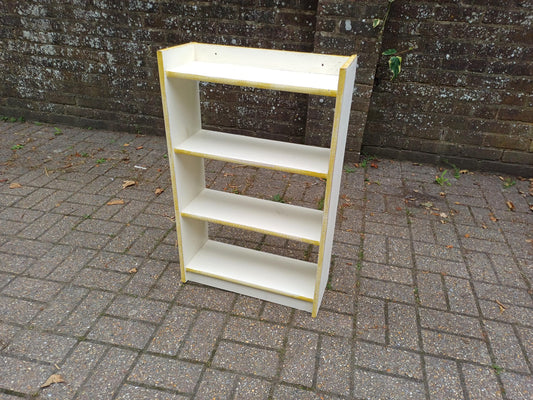 Vintage Handmade Wooden Bookshelf Distressed Gold Trim Bookcase Small Freestanding Storage Unit Distressed Shabby Chic Wall Shelf