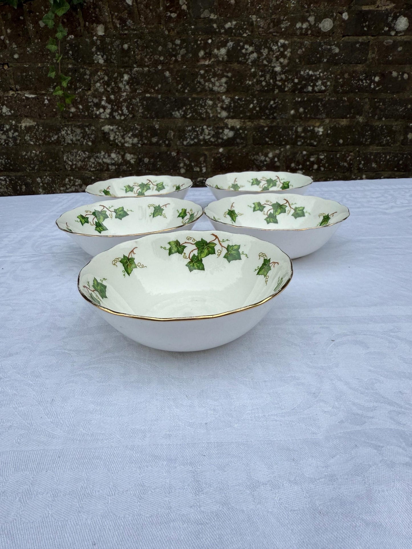 Vintage Colclough Ivy Pattern Bone China Tea Set, English Afternoon Tea Service, Cups Saucers Plates Bowls Jug Sugar Bowl, c.1960s 45 pieces