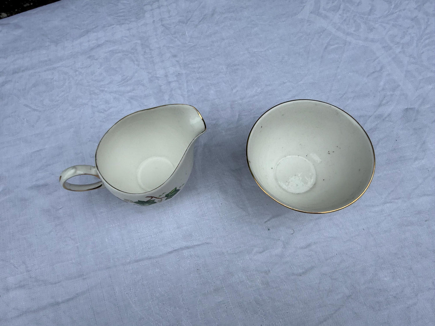 Vintage Colclough Ivy Pattern Bone China Tea Set, English Afternoon Tea Service, Cups Saucers Plates Bowls Jug Sugar Bowl, c.1960s 45 pieces