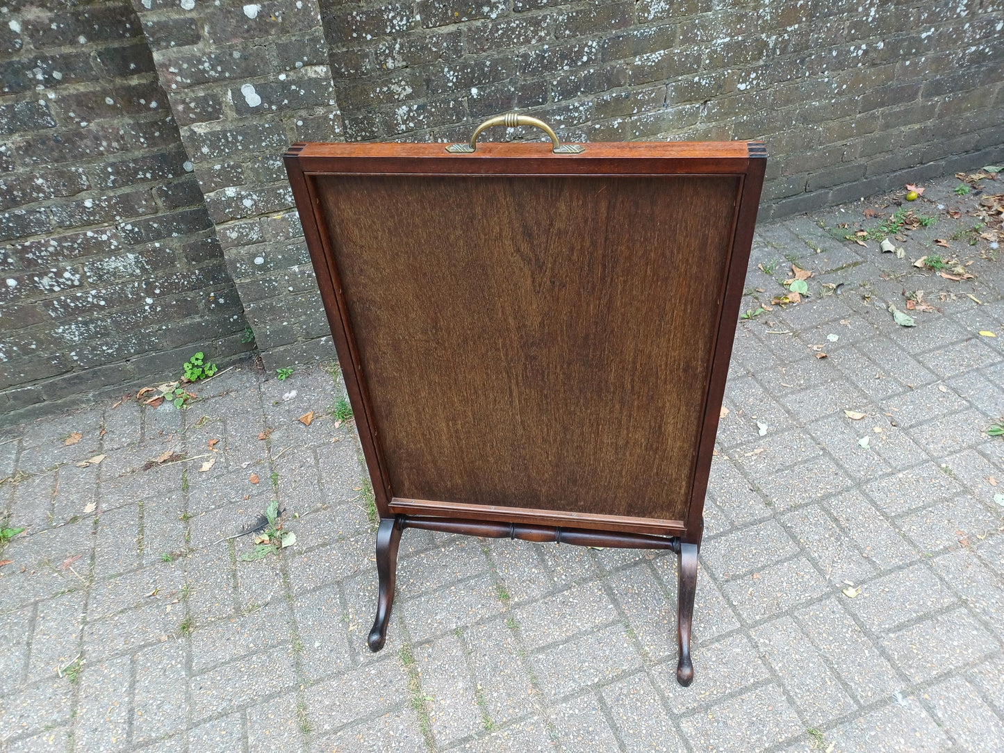 Massive Antique Victorian Mahogany Pole Fire Screen with Floral Needlepoint Panel – Still Life Embroidery Sturdy vgc FREE HAND Delivery