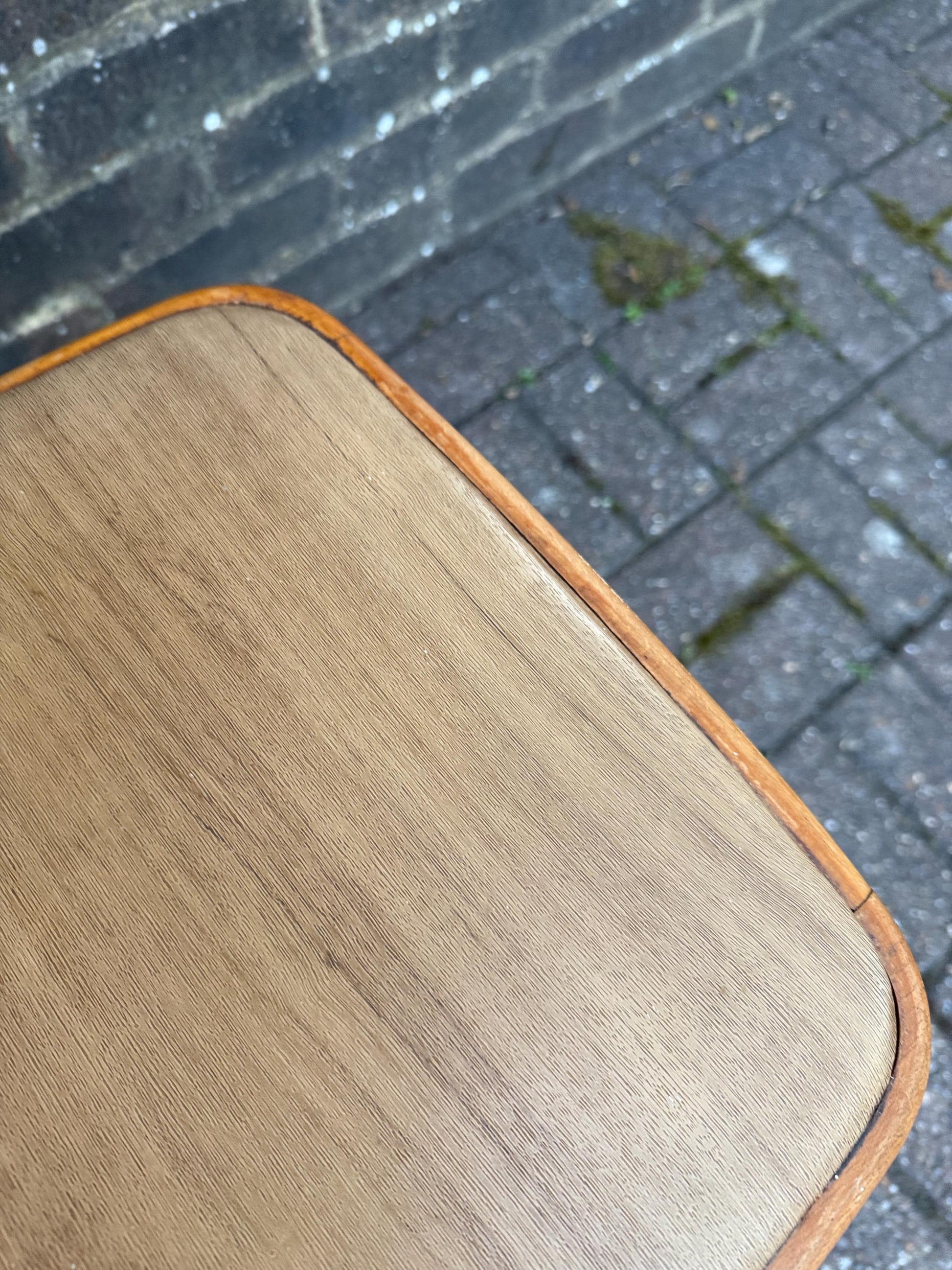 Vintage Retro Vinyl Top Wooden Stool – Retro 1960s 1970s Kitchen or Utility Seat, Wipe-Clean Square Padded Top, Compact Design, Retro stool