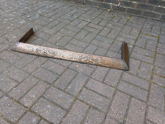 Arts and Crafts Copper Fire Surround Fender Antique Fireplace Guard c1900s Embossed Floral Art Nouveau