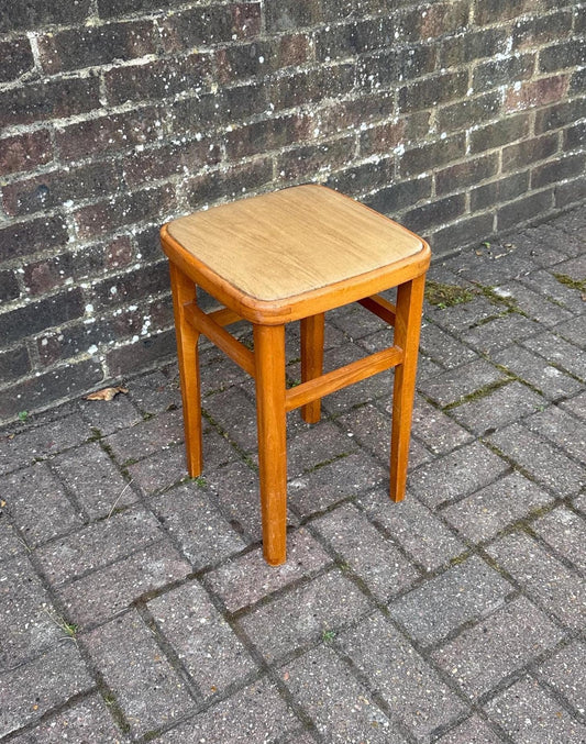 retro stool with beech frame and vinyl top.