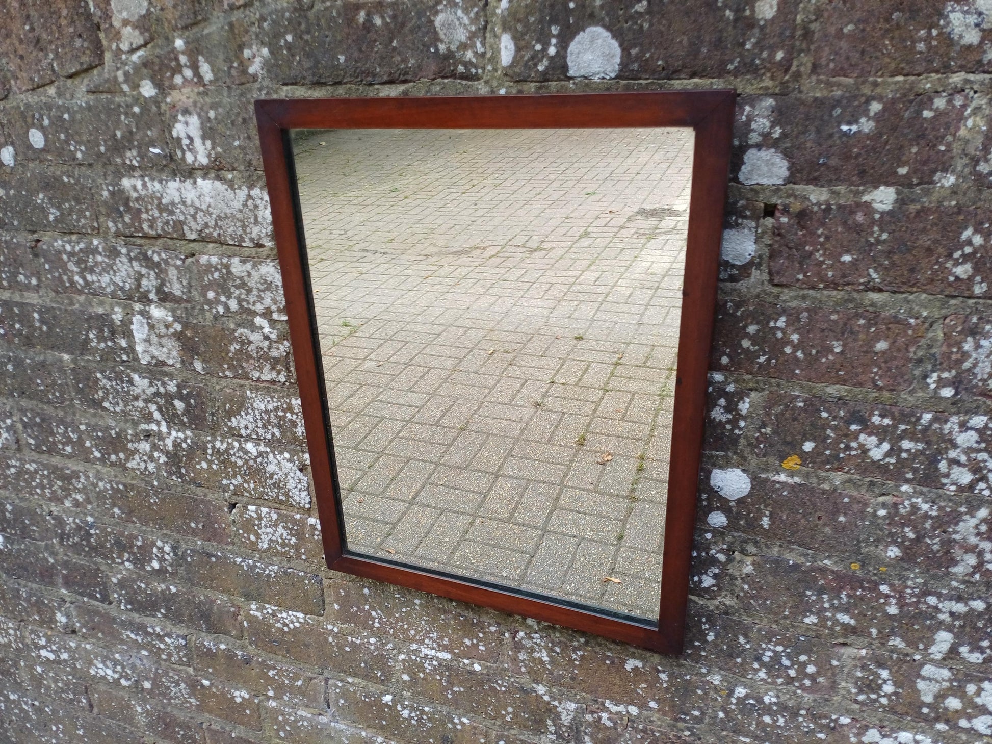 Vintage Antique Mahogany Rectangular Wall Mirror Ideal Bathroom, Hallway etc, Good Condition Glass