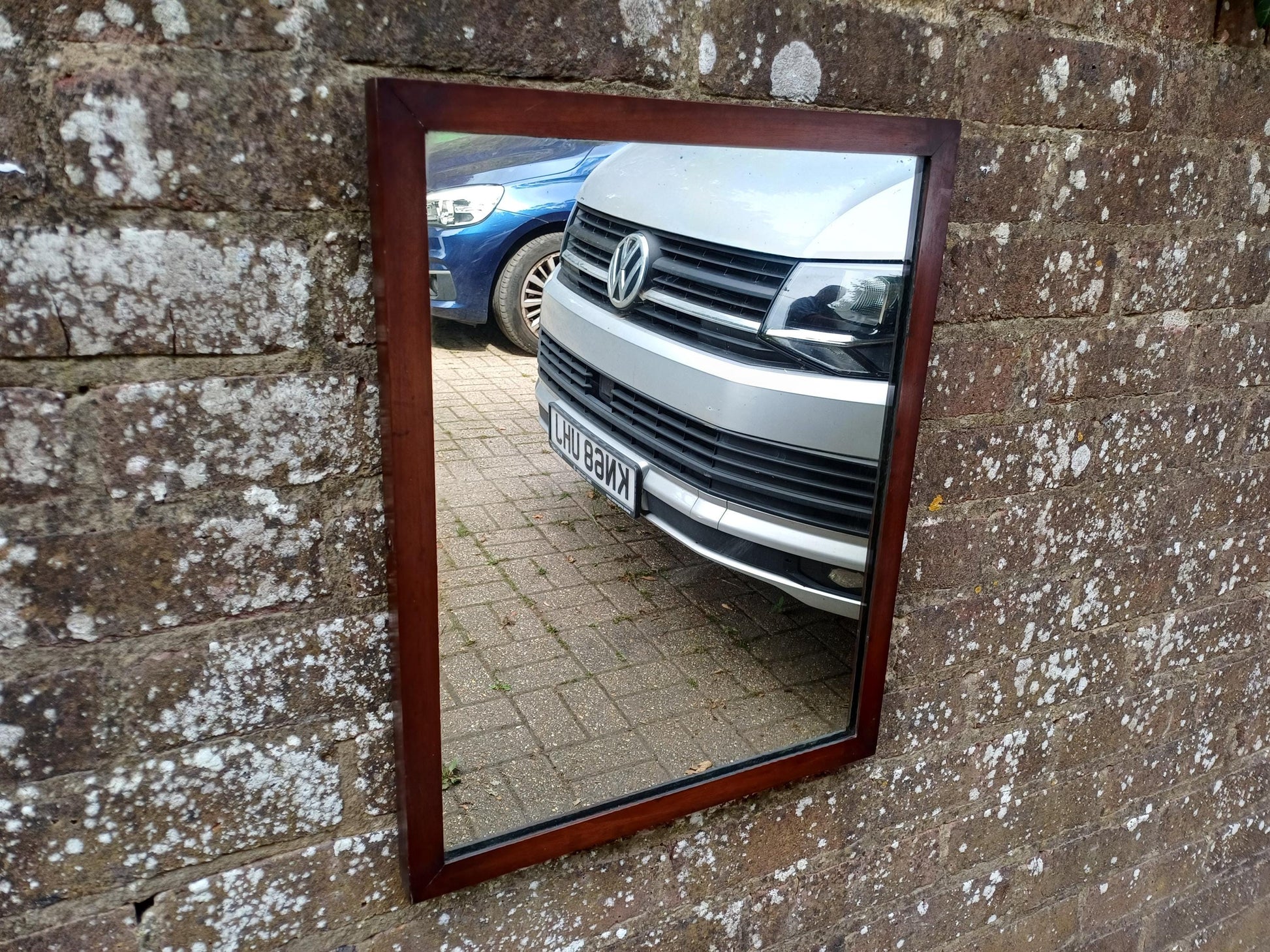 Vintage Antique Mahogany Rectangular Wall Mirror Ideal Bathroom, Hallway etc, Good Condition Glass