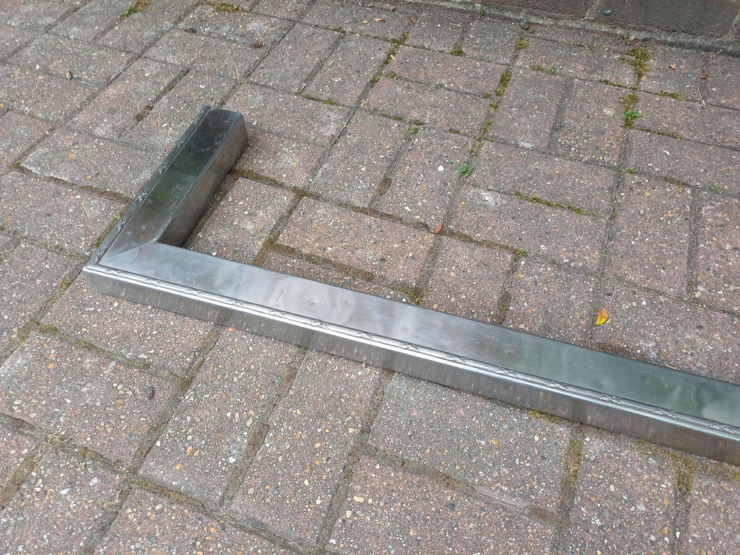 Large Vintage Polished Chrome Art Deco Fireplace Fender with Etched Detailing Traditional Hearth Guard Fire Surround