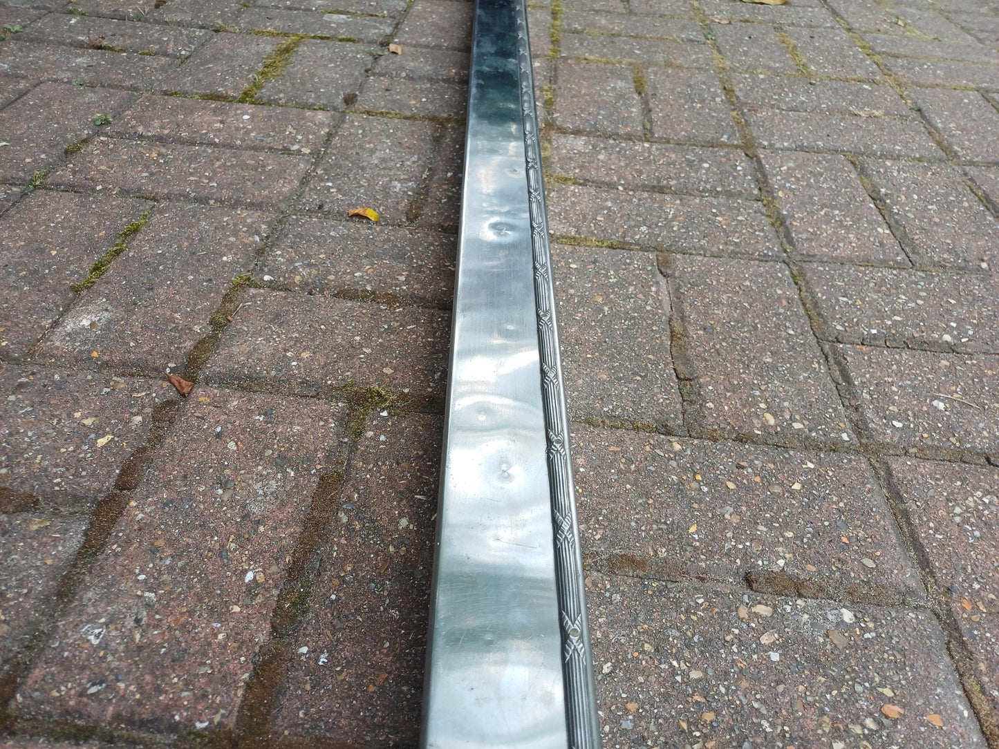 Large Vintage Polished Chrome Art Deco Fireplace Fender with Etched Detailing Traditional Hearth Guard Fire Surround