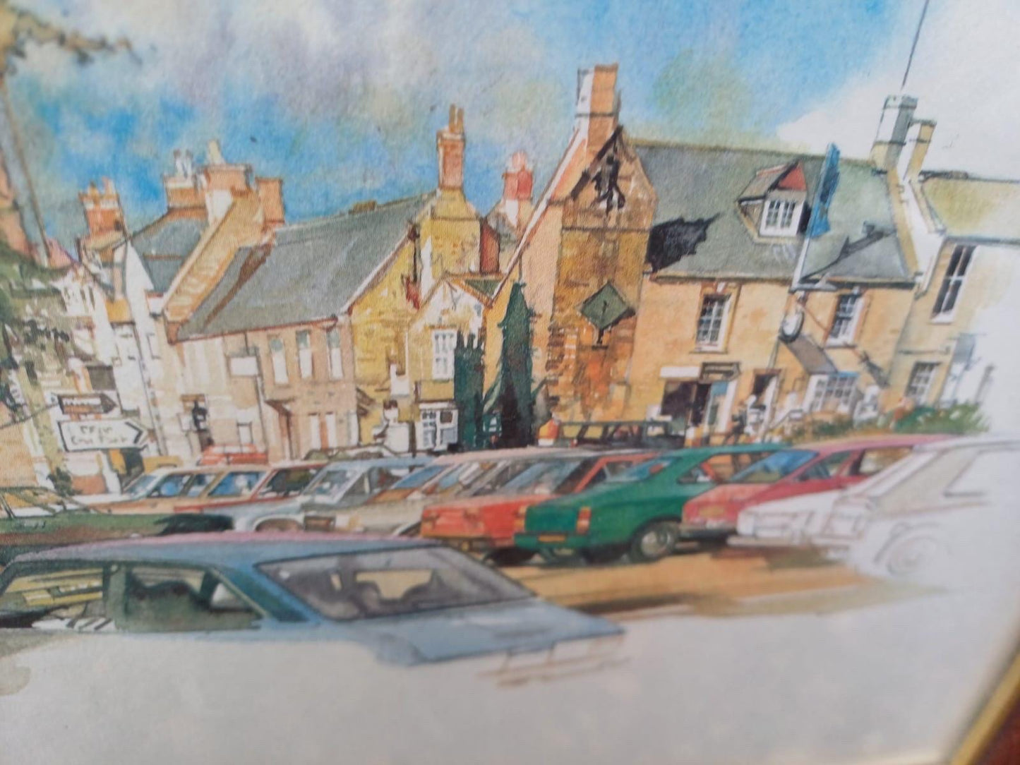 Cotswolds Vintage Prints, framed, Upper Slaughter and Moreton on the Marsh - vintage paintings by Eric Mason, 1970s paintings