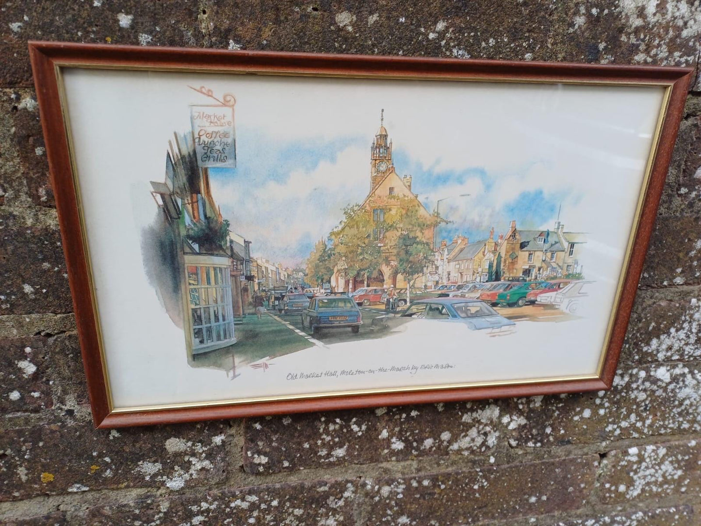 Cotswolds Vintage Prints, framed, Upper Slaughter and Moreton on the Marsh - vintage paintings by Eric Mason, 1970s paintings