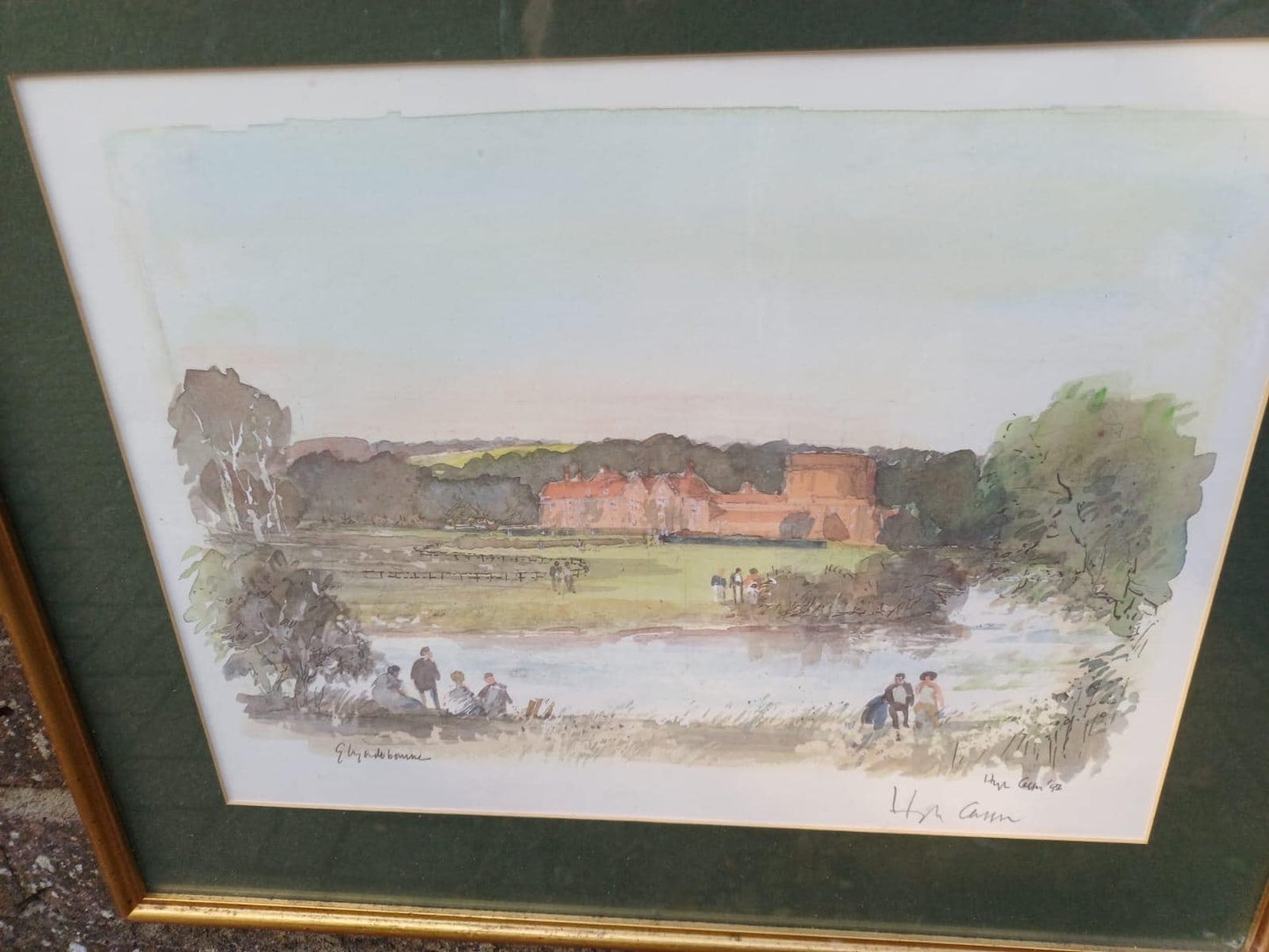 1992 Glyndebourne Signed Watercolour Print, Hugh Casson & Glyndebourne Limited Edition Art with Gold Frame Vintage Opera Scene