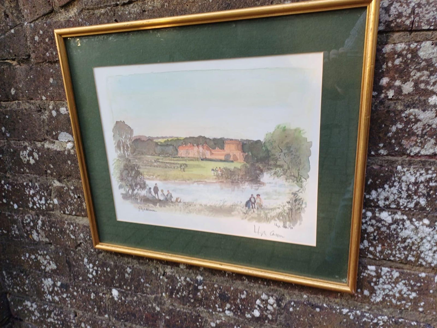 1992 Glyndebourne Signed Watercolour Print, Hugh Casson & Glyndebourne Limited Edition Art with Gold Frame Vintage Opera Scene