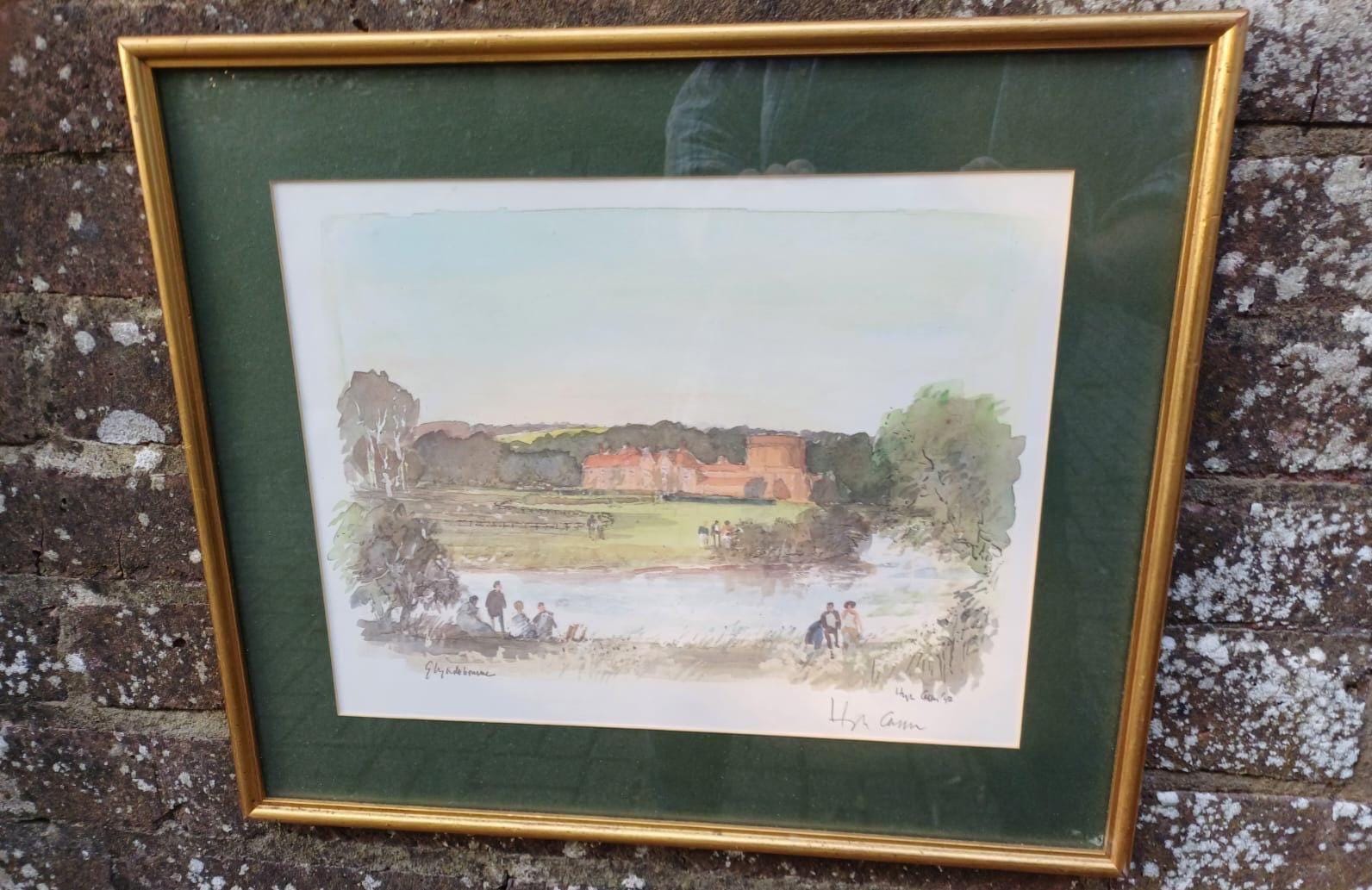 1992 Glyndebourne Signed Watercolour Print, Hugh Casson & Glyndebourne Limited Edition Art with Gold Frame Vintage Opera Scene