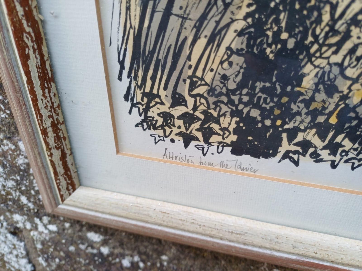 Vintage Signed Lithograph of Alfriston Sussex by Robert Taverner (1920-2004), Village Landscape Framed English Countryside Art