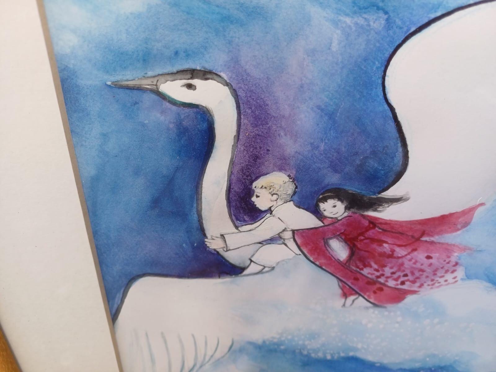 Original watercolour illustrations by Alma Dowle for children's author Oliver Eade, signed paintings, storybook, nursery Art, Moon Rabbit
