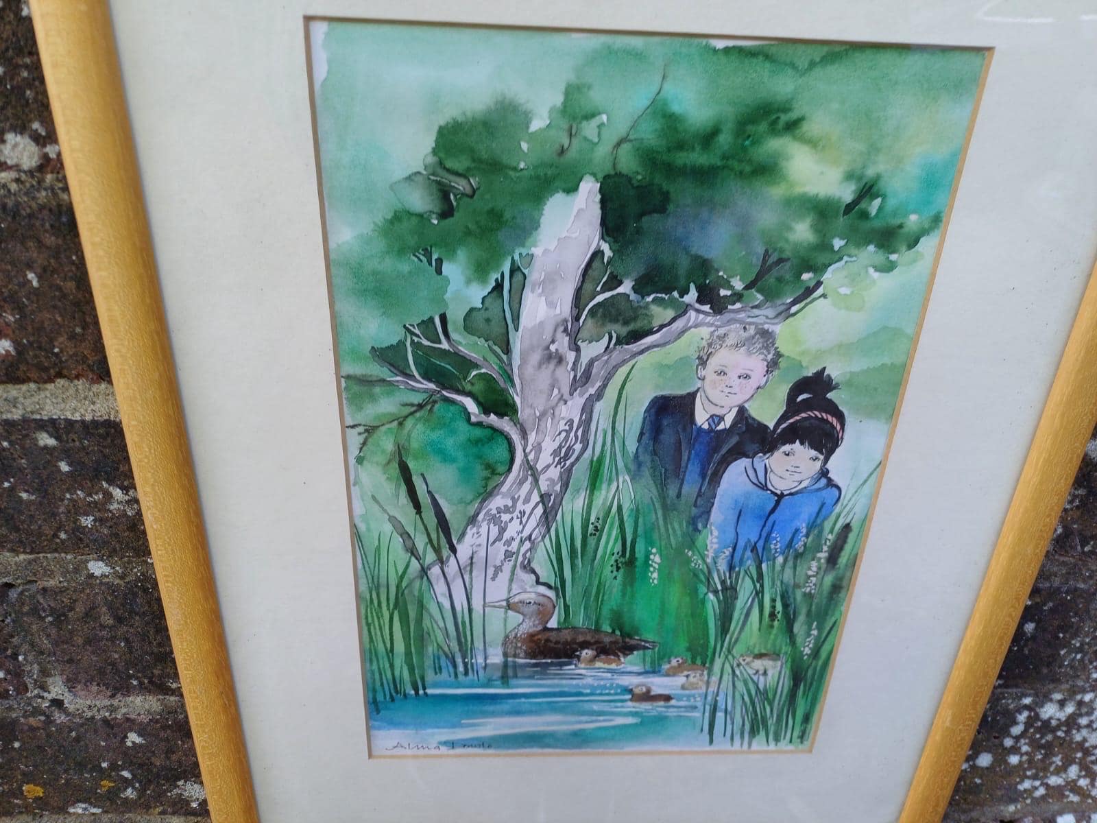 Original watercolour illustrations by Alma Dowle for children's author Oliver Eade, signed paintings, storybook, nursery Art, Moon Rabbit