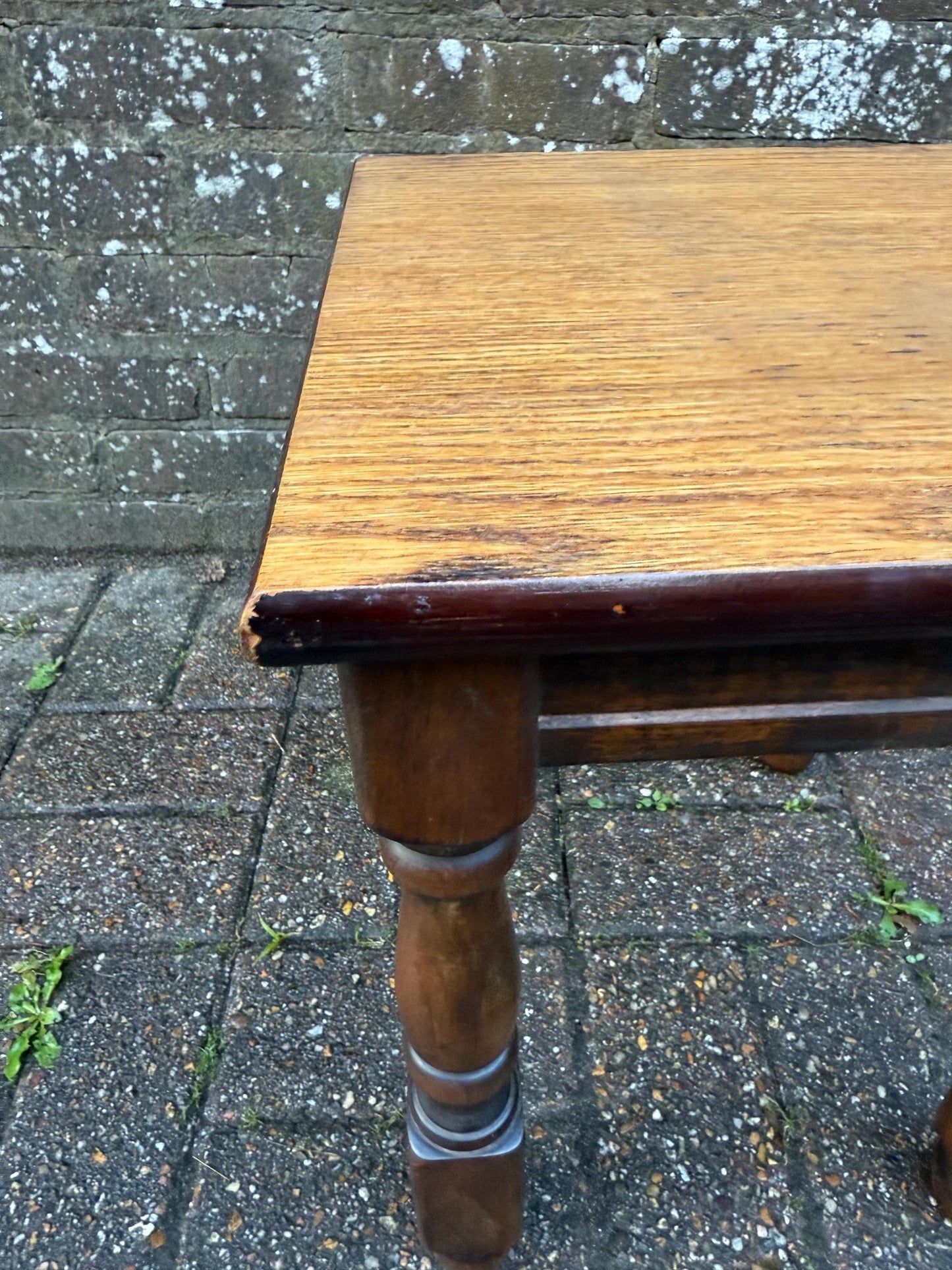 Solid mid-century wooden quality table, plant stand, lamp table - mid century wooden table, solid quality refurbished small table