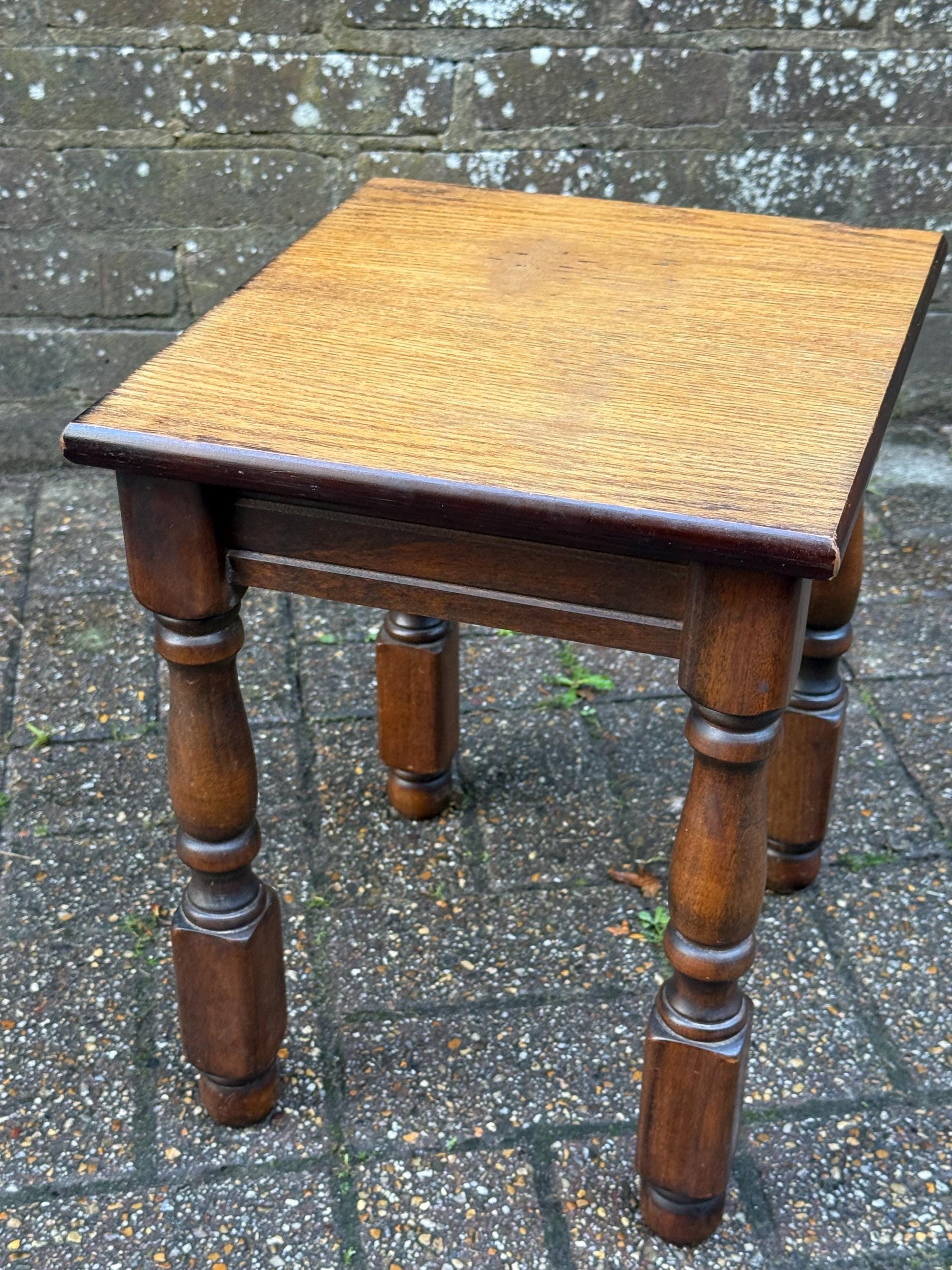 Solid mid-century wooden quality table, plant stand, lamp table - mid century wooden table, solid quality refurbished small table