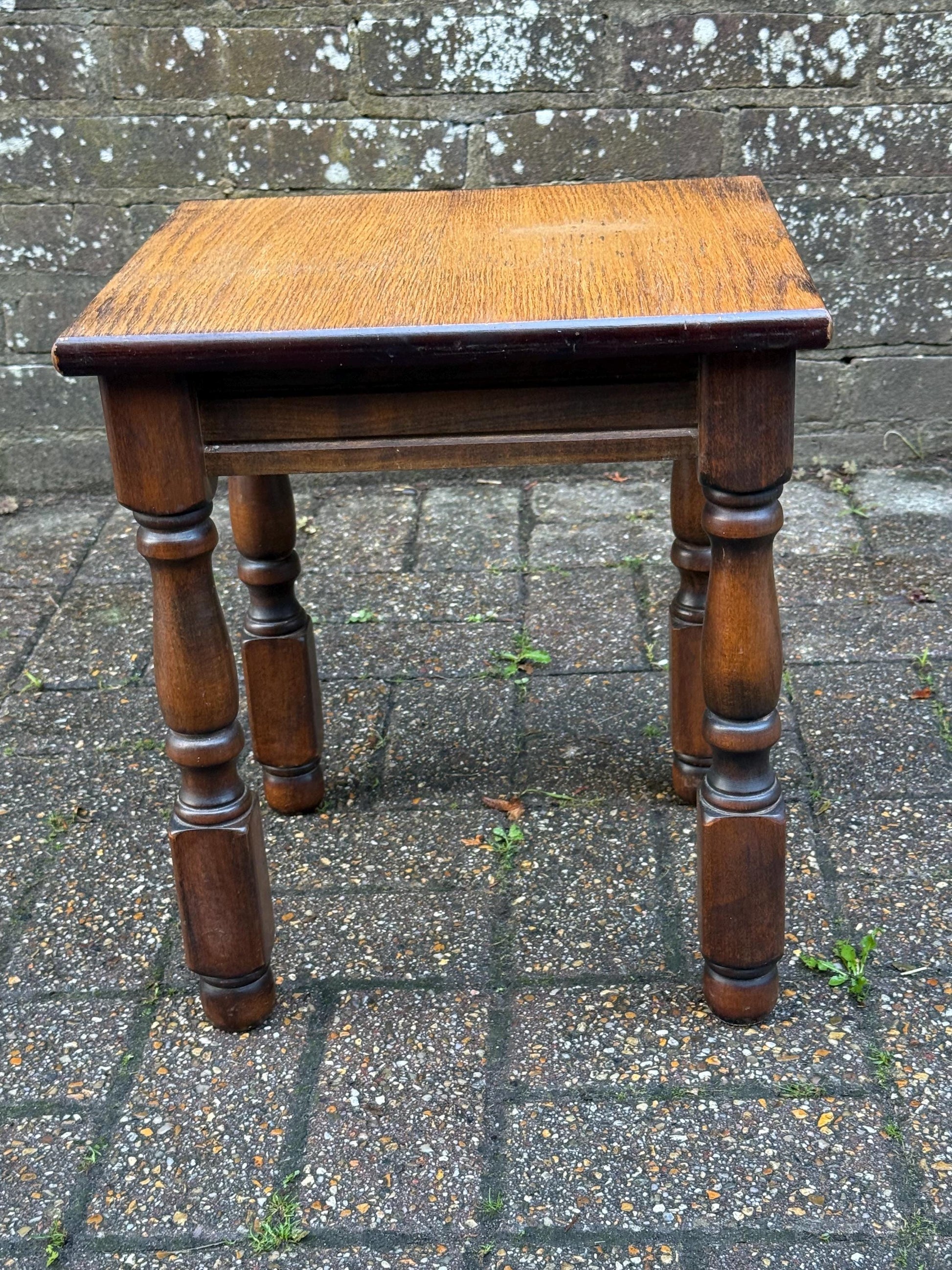 Solid mid-century wooden quality table, plant stand, lamp table - mid century wooden table, solid quality refurbished small table
