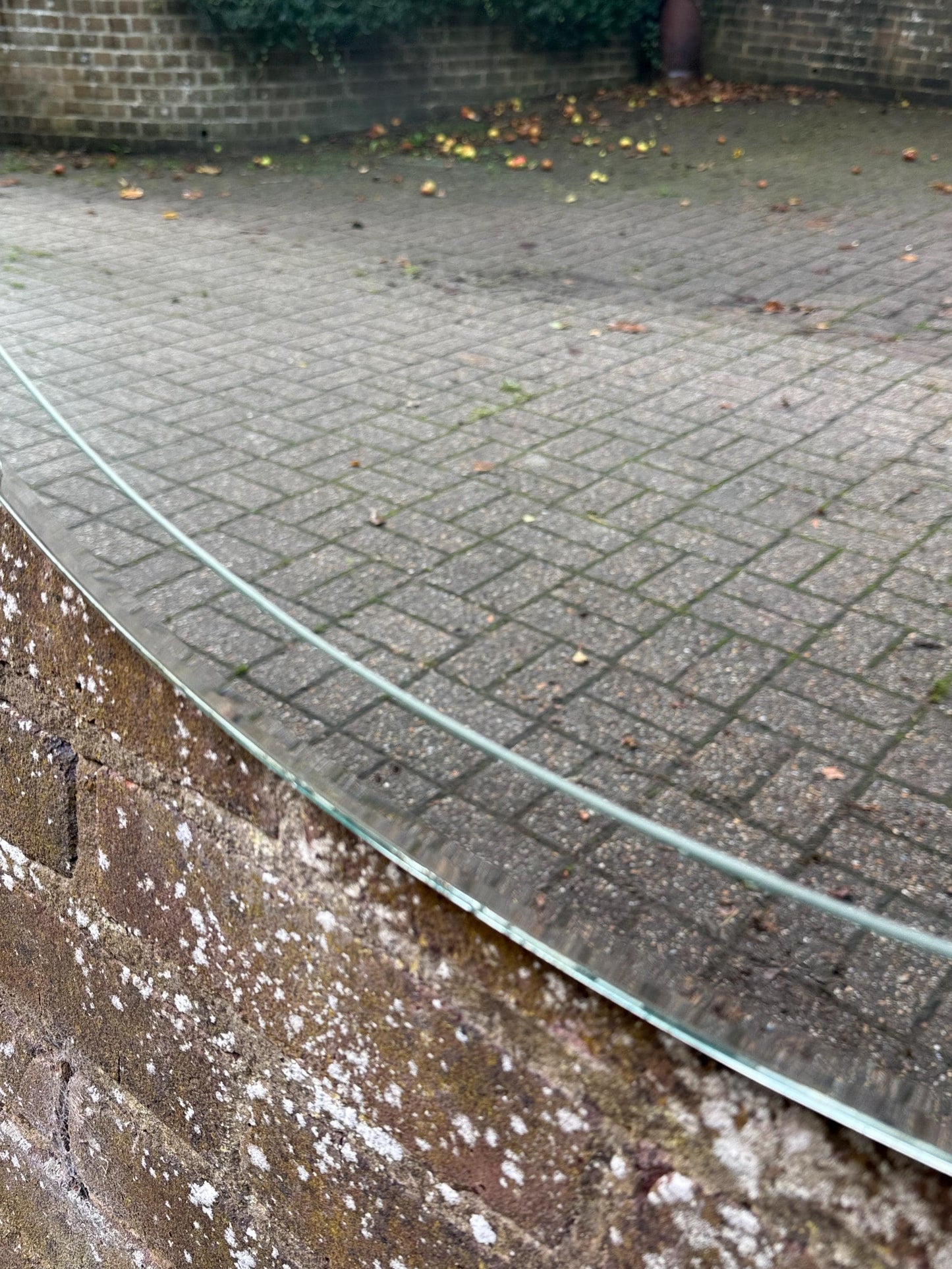 Excellent early mid 1900s Frameless Oval Etched Mirror, large mirror 1930s-1950s, oval glass mirror, mid century mirror 68cm x 41cm