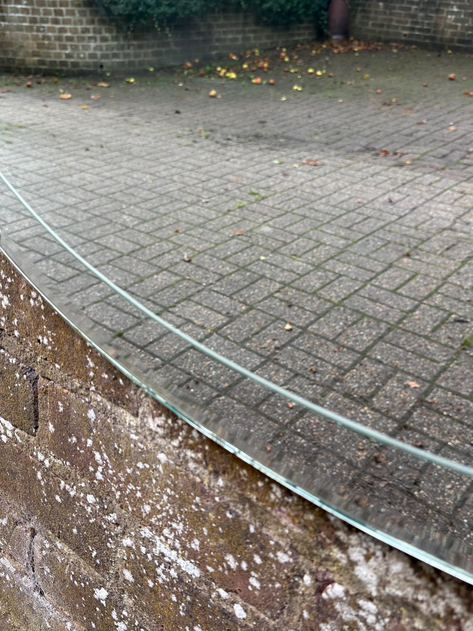 Excellent early mid 1900s Frameless Oval Etched Mirror, large mirror 1930s-1950s, oval glass mirror, mid century mirror 68cm x 41cm