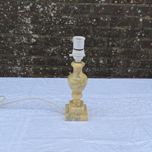 yellow and grey alabaster onyx lamp. retro onyx lamp with rare veins, small retro lamp