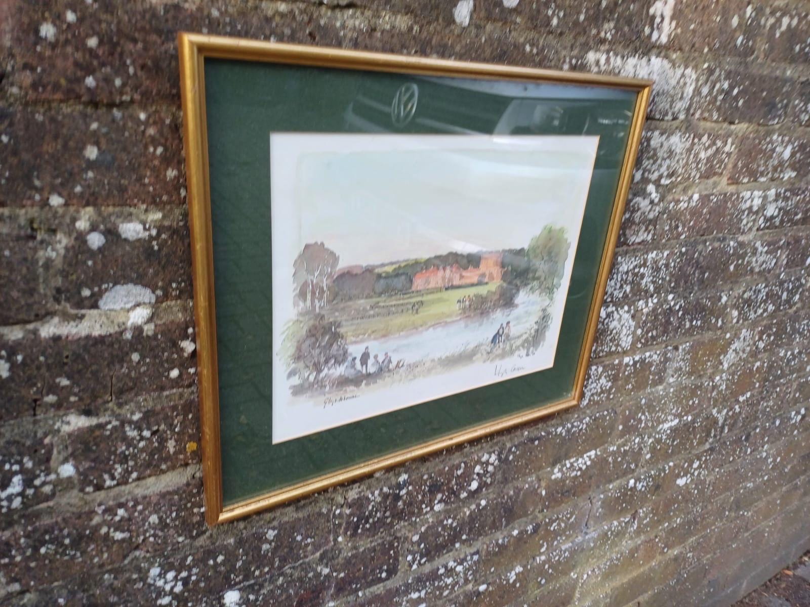 1992 Glyndebourne Signed Watercolour Print, Hugh Casson & Glyndebourne Limited Edition Art with Gold Frame Vintage Opera Scene