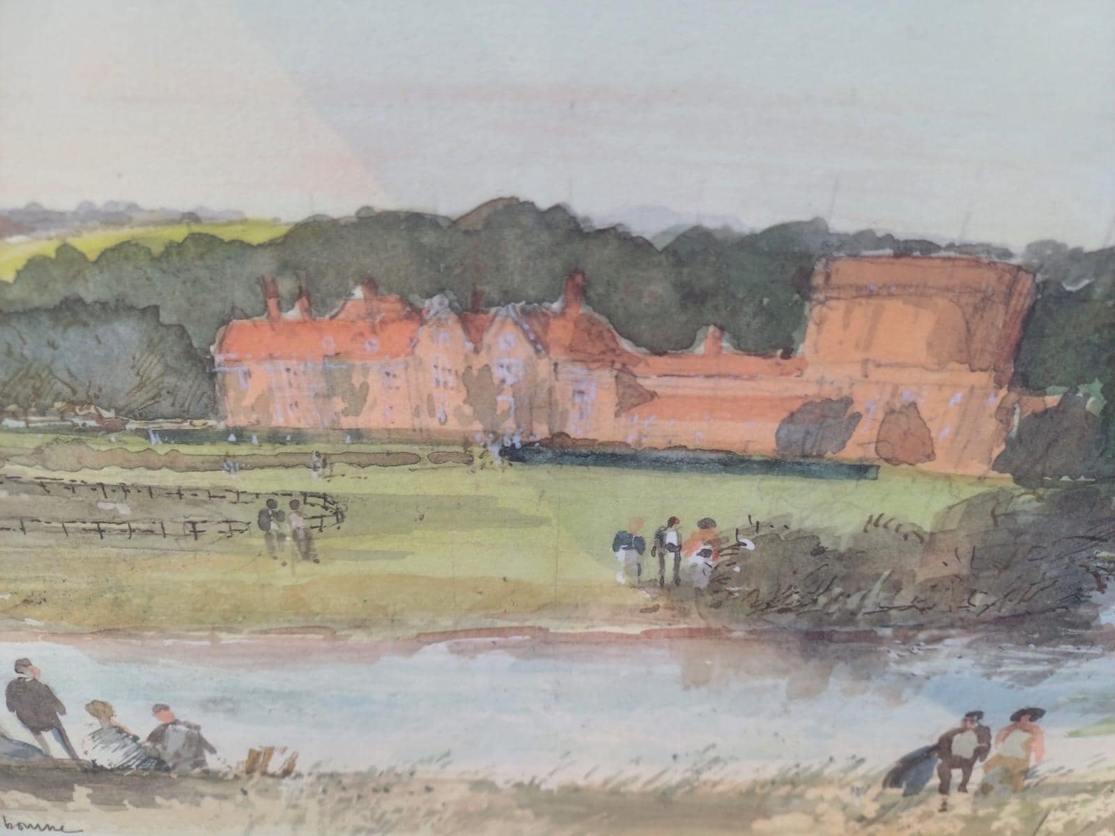 1992 Glyndebourne Signed Watercolour Print, Hugh Casson & Glyndebourne Limited Edition Art with Gold Frame Vintage Opera Scene