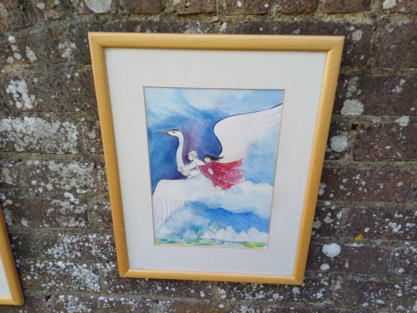 Original watercolour illustrations by Alma Dowle for children's author Oliver Eade, signed paintings, storybook, nursery Art, Moon Rabbit