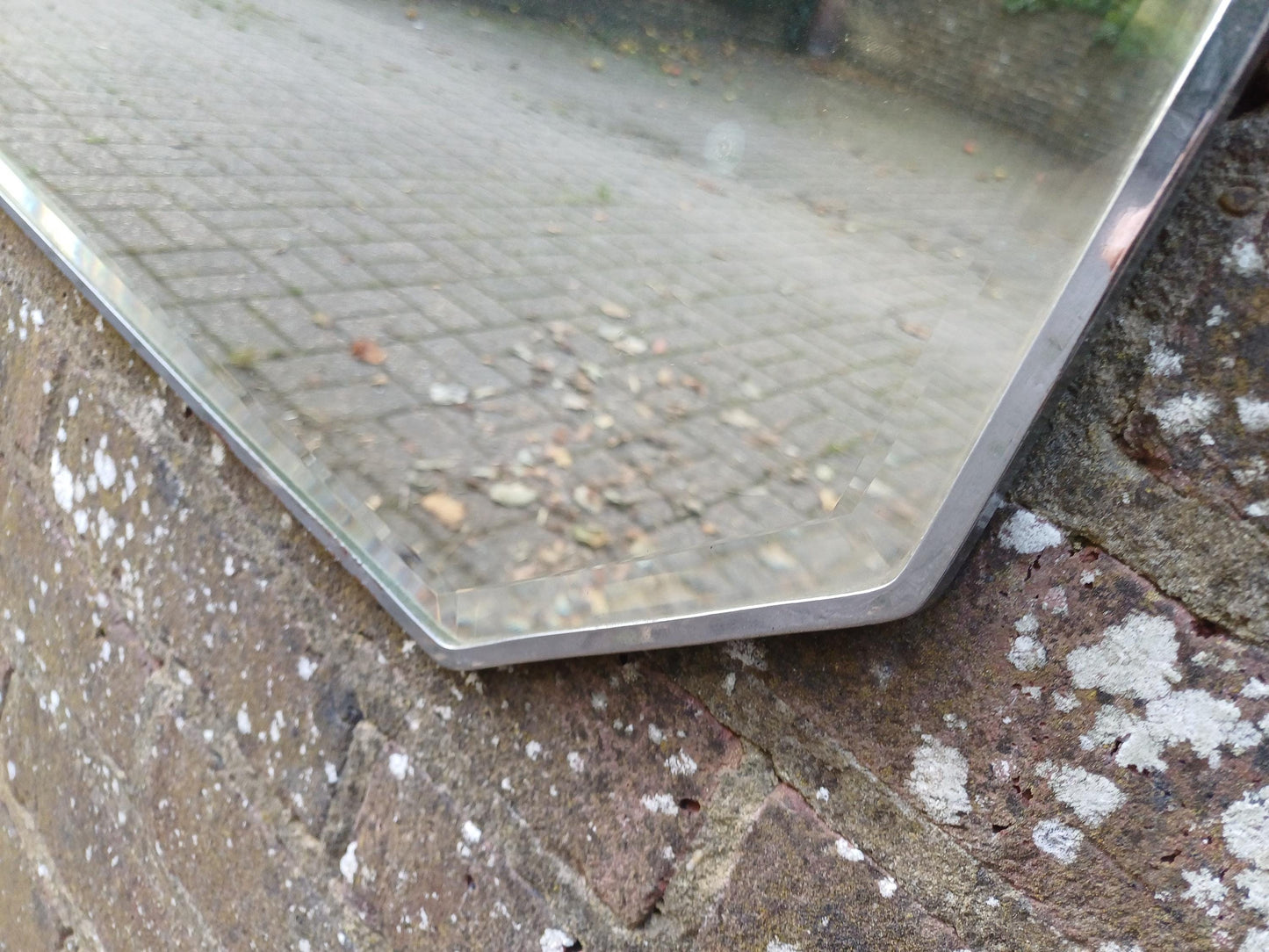 Vintage 1930s Chrome Ribbon Wall Mirror – Art Deco Era, Bevelled Glass, Elegant Teardrop Frame, Decorative Antique Statement Piece
