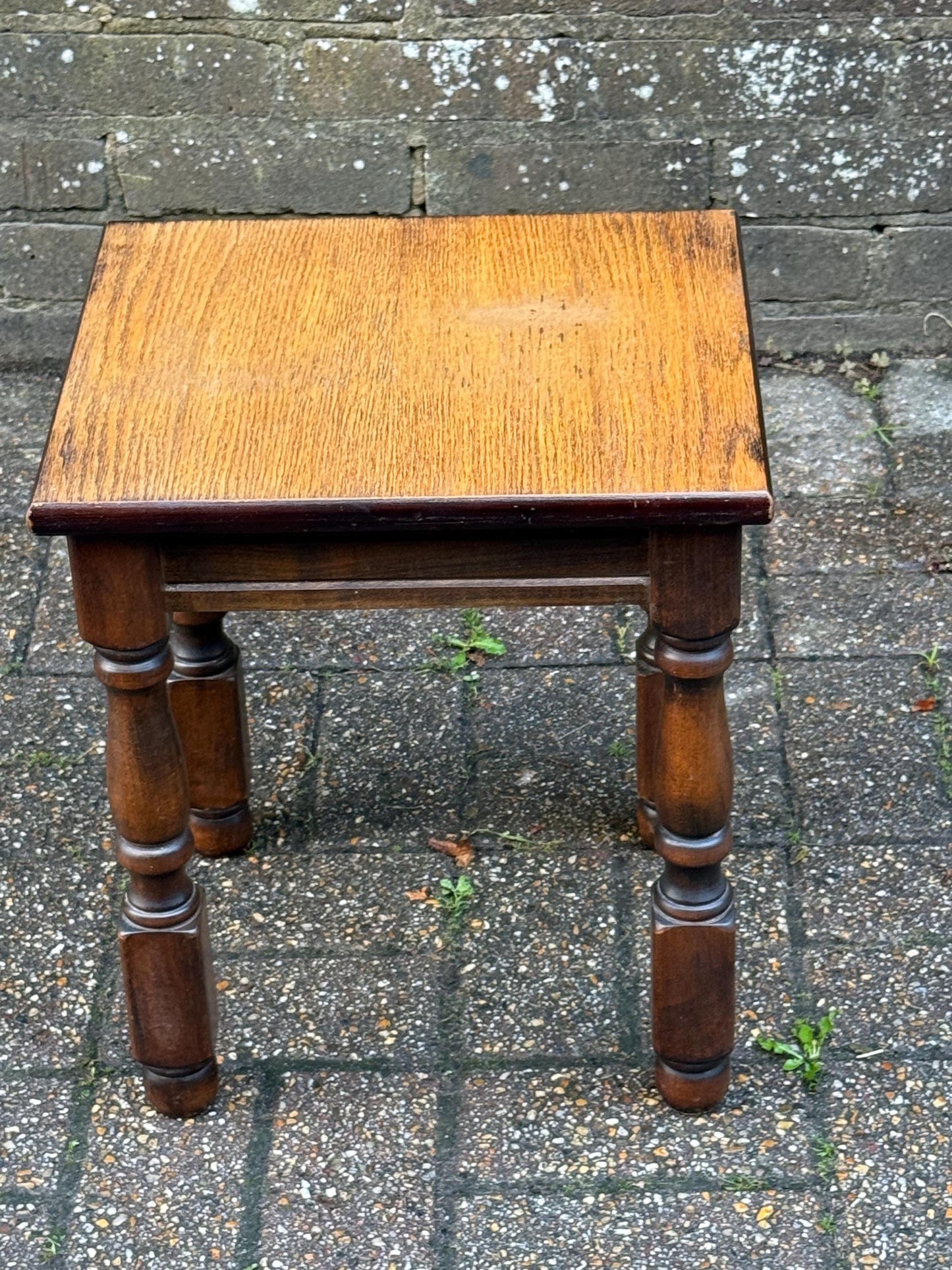 Solid mid-century wooden quality table, plant stand, lamp table - mid century wooden table, solid quality refurbished small table