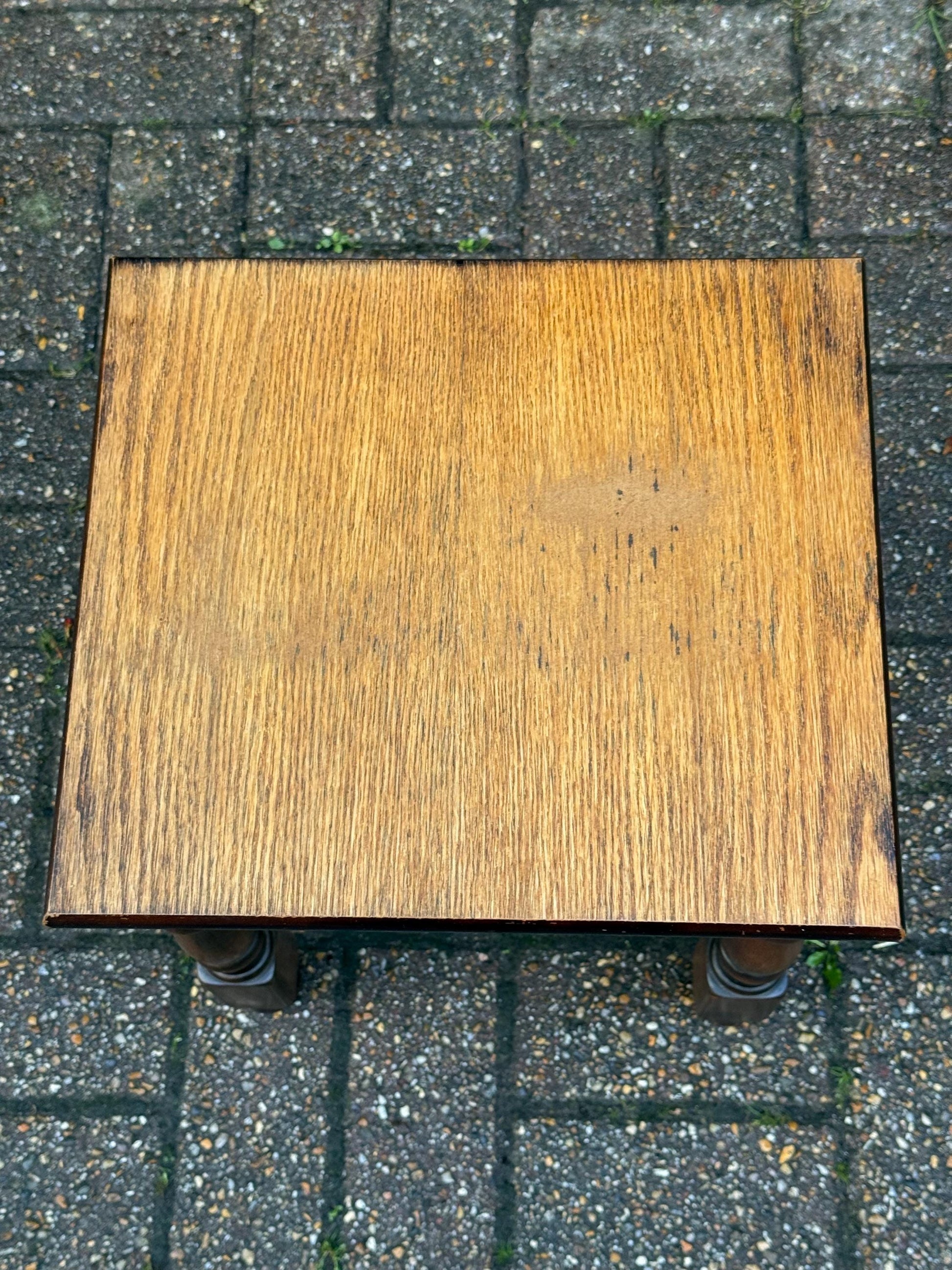 Solid mid-century wooden quality table, plant stand, lamp table - mid century wooden table, solid quality refurbished small table
