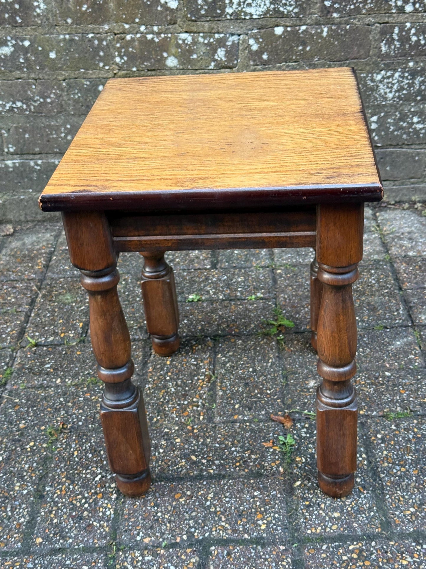 Solid mid-century wooden quality table, plant stand, lamp table - mid century wooden table, solid quality refurbished small table