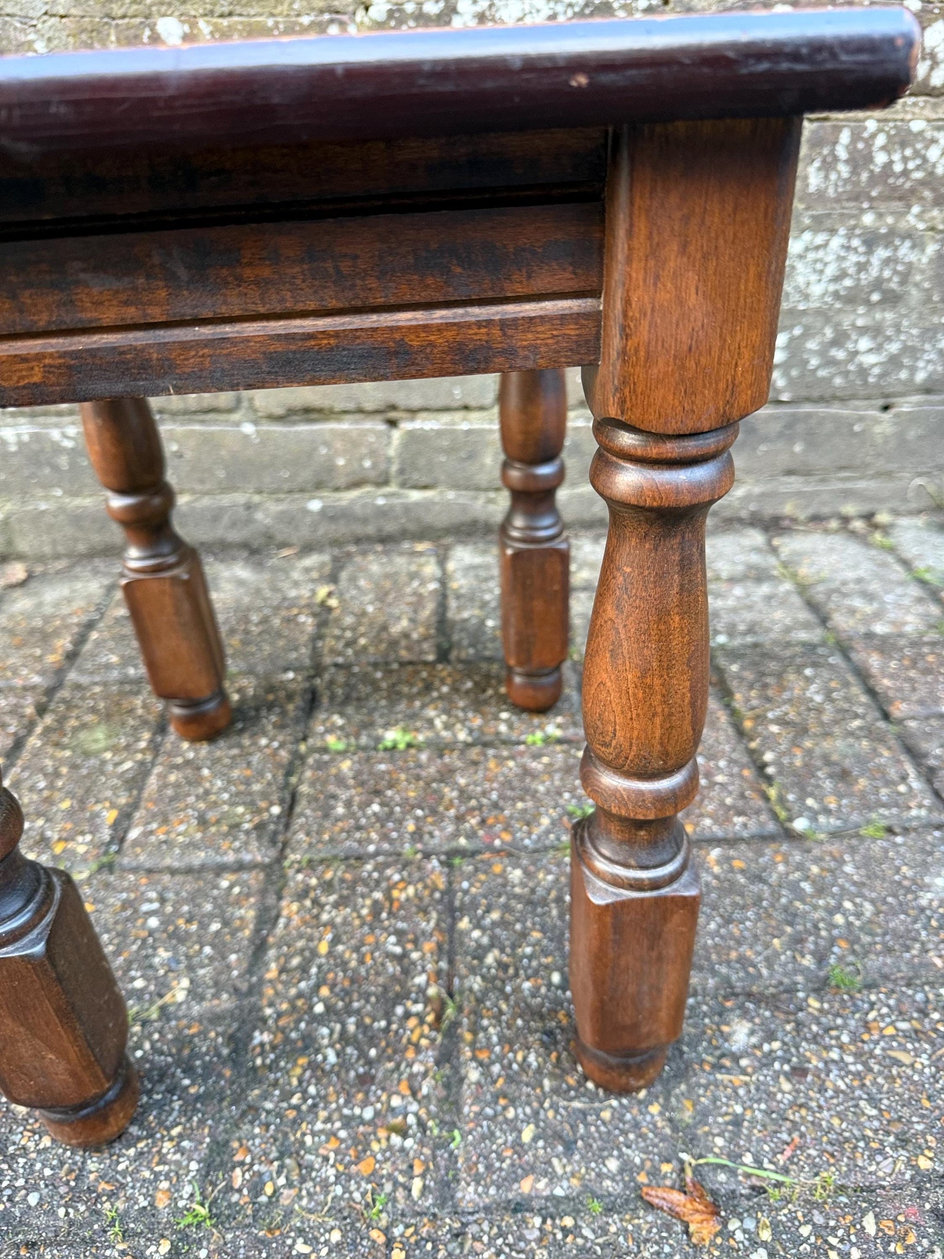 Solid mid-century wooden quality table, plant stand, lamp table - mid century wooden table, solid quality refurbished small table