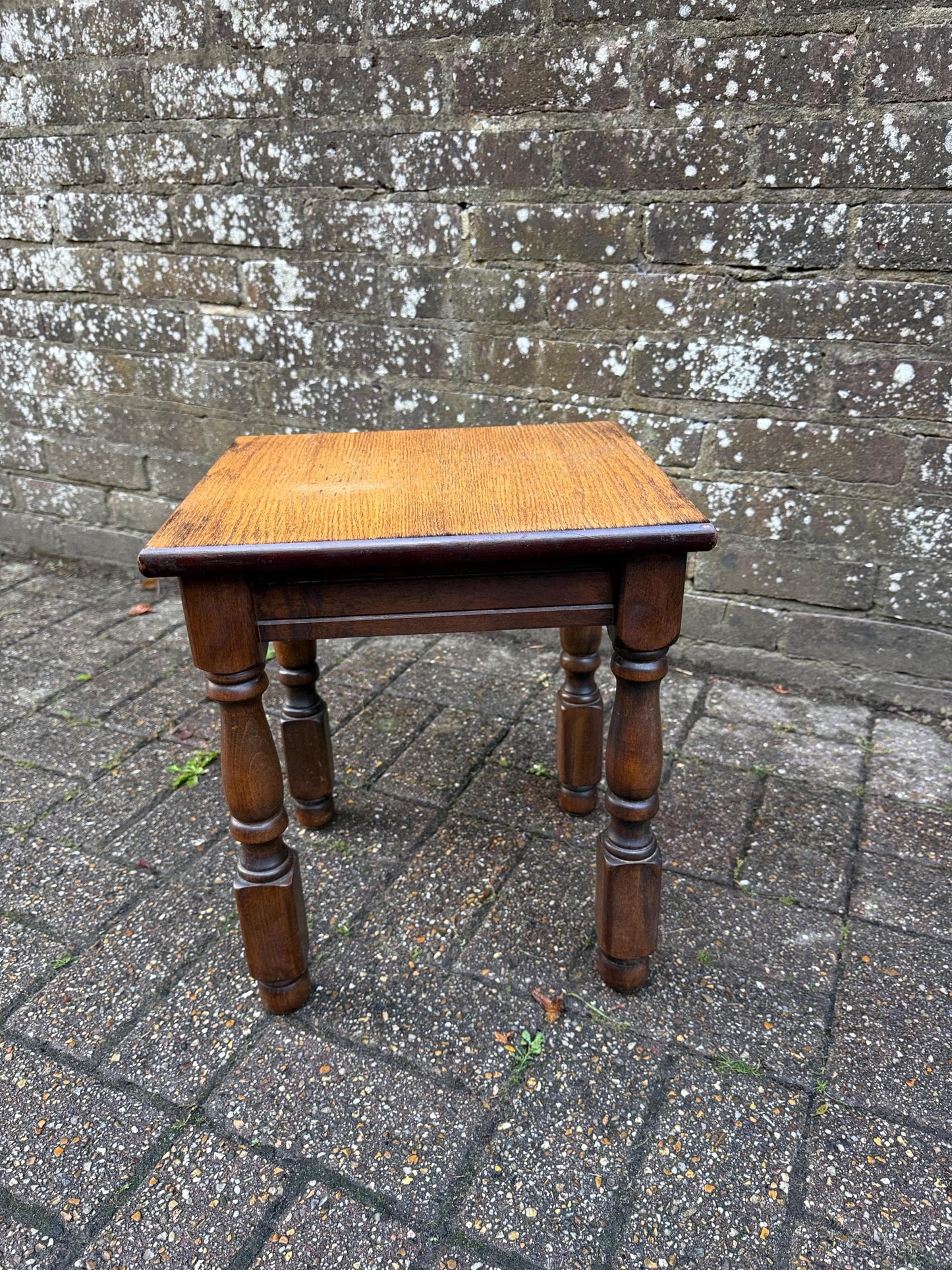 Solid mid-century wooden quality table, plant stand, lamp table - mid century wooden table, solid quality refurbished small table