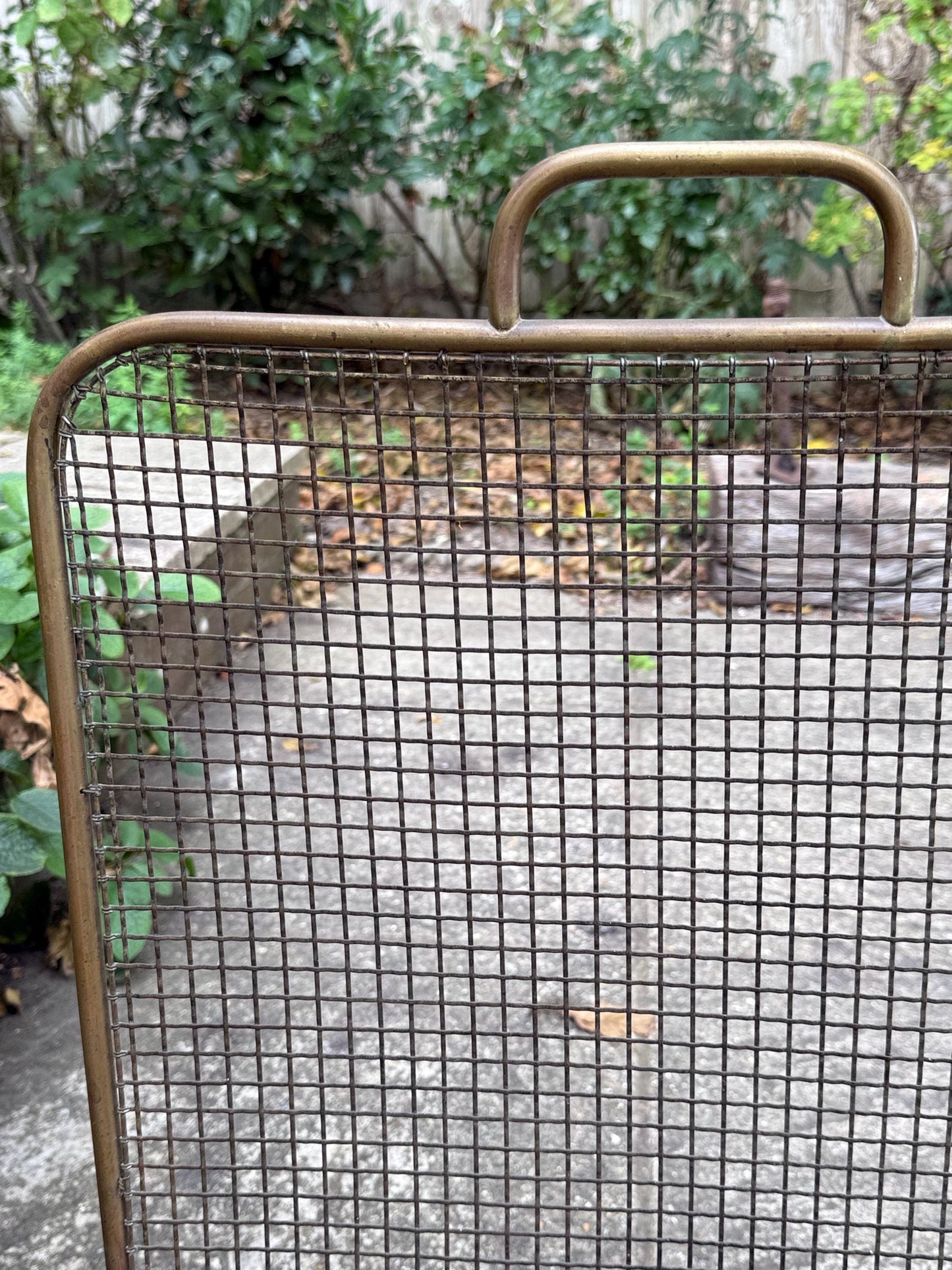 Antique brass mesh fire screen, spark guard, vintage fire screen - small fire screen, spark guar